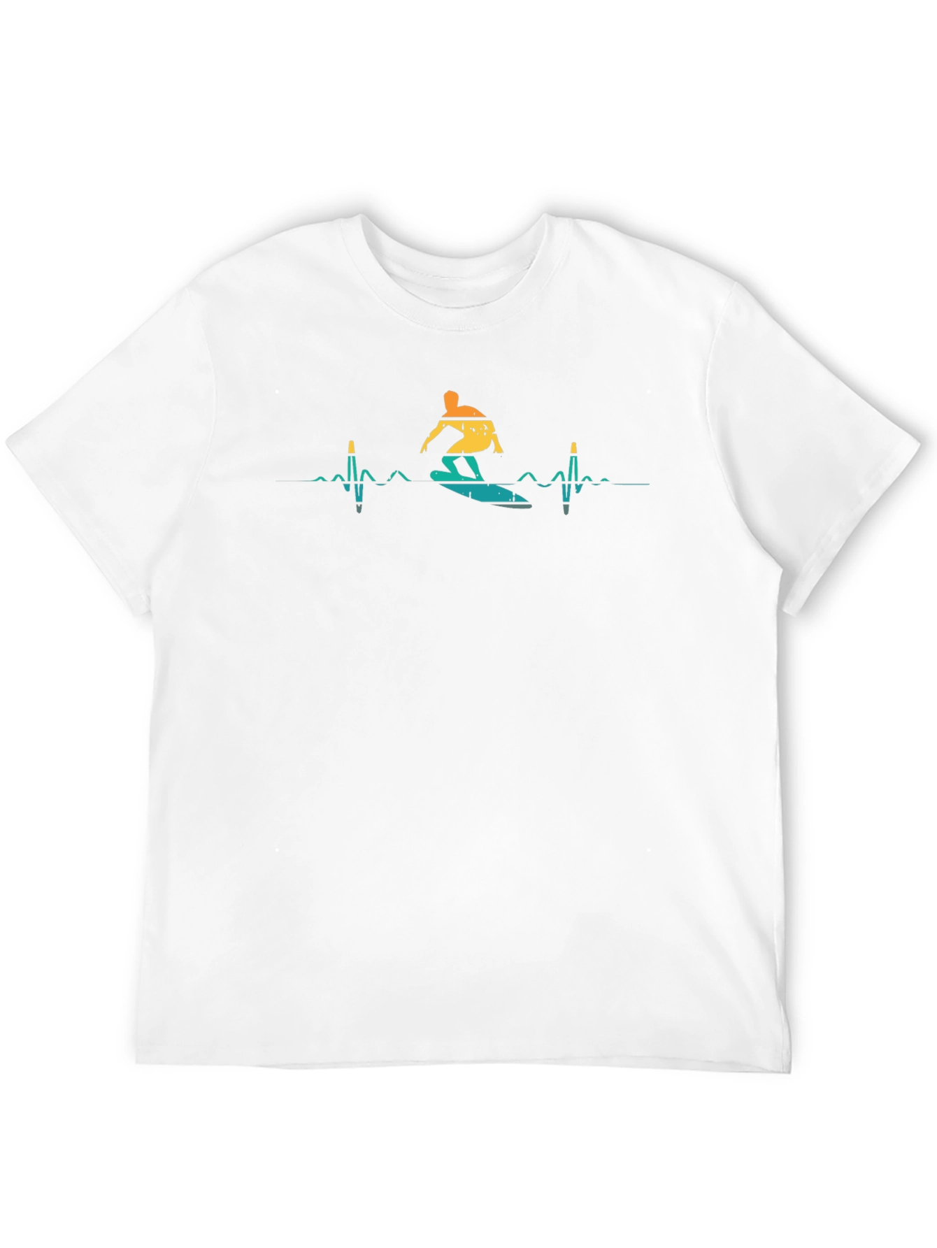 Surfer Heartbeat T-Shirt - Black Crew Neck Tee