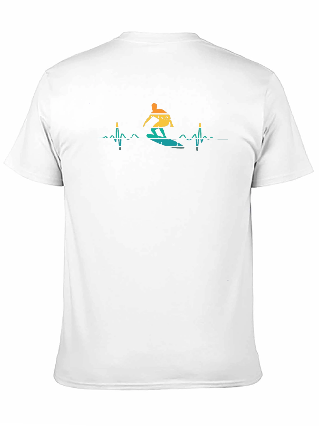 Surfer Heartbeat T-Shirt - Black Crew Neck Tee