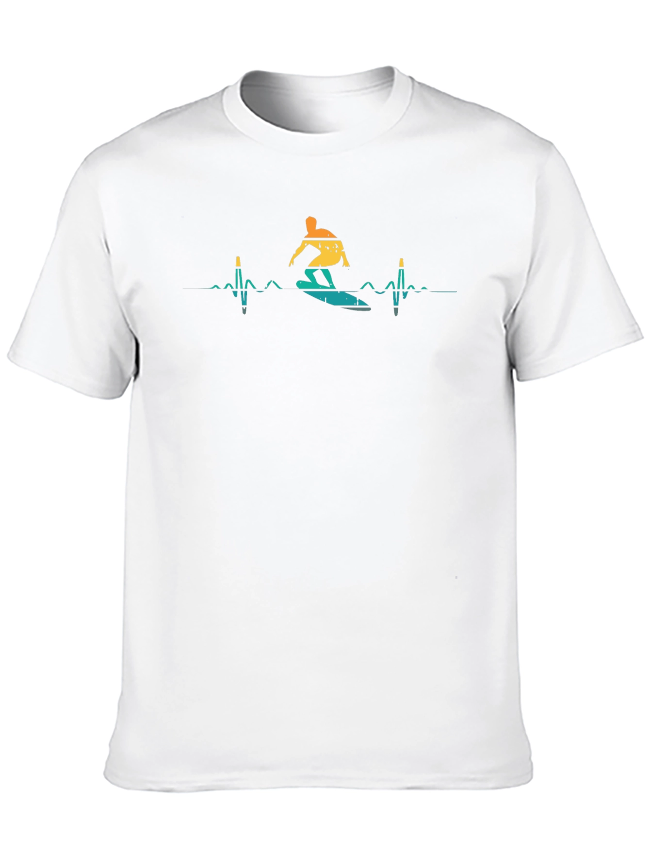 Surfer Heartbeat T-Shirt - Black Crew Neck Tee