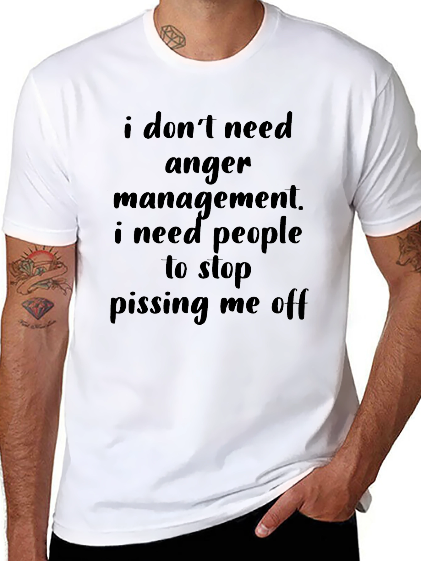 Funny Sarcastic Black Graphic T-Shirt - Anger Management