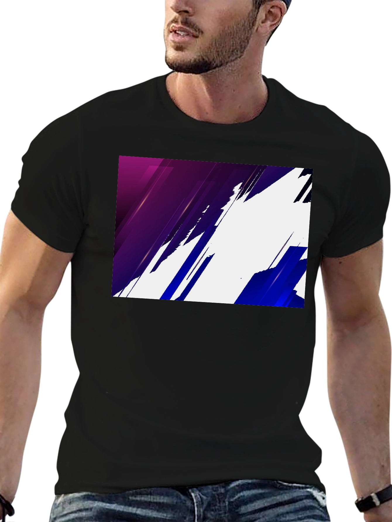 Modern Abstract Graphic Print Black T-Shirt
