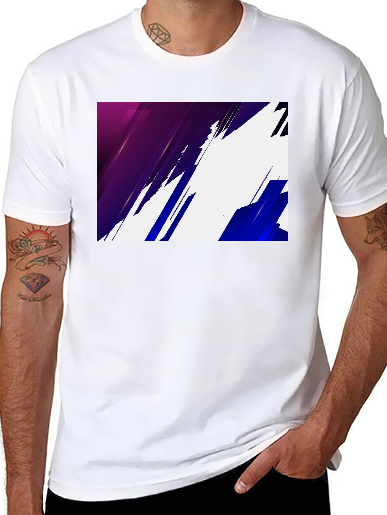 Modern Abstract Graphic Print Black T-Shirt
