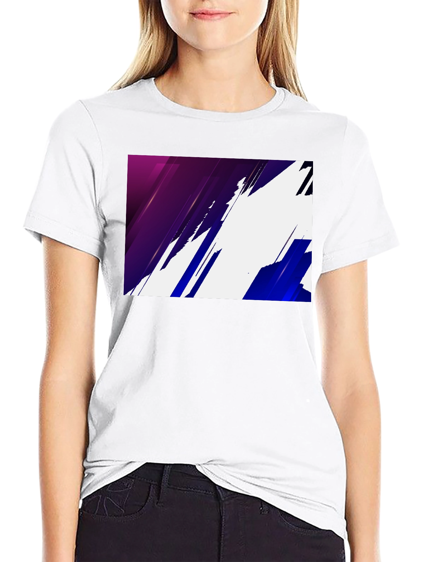 Modern Abstract Graphic Print Black T-Shirt