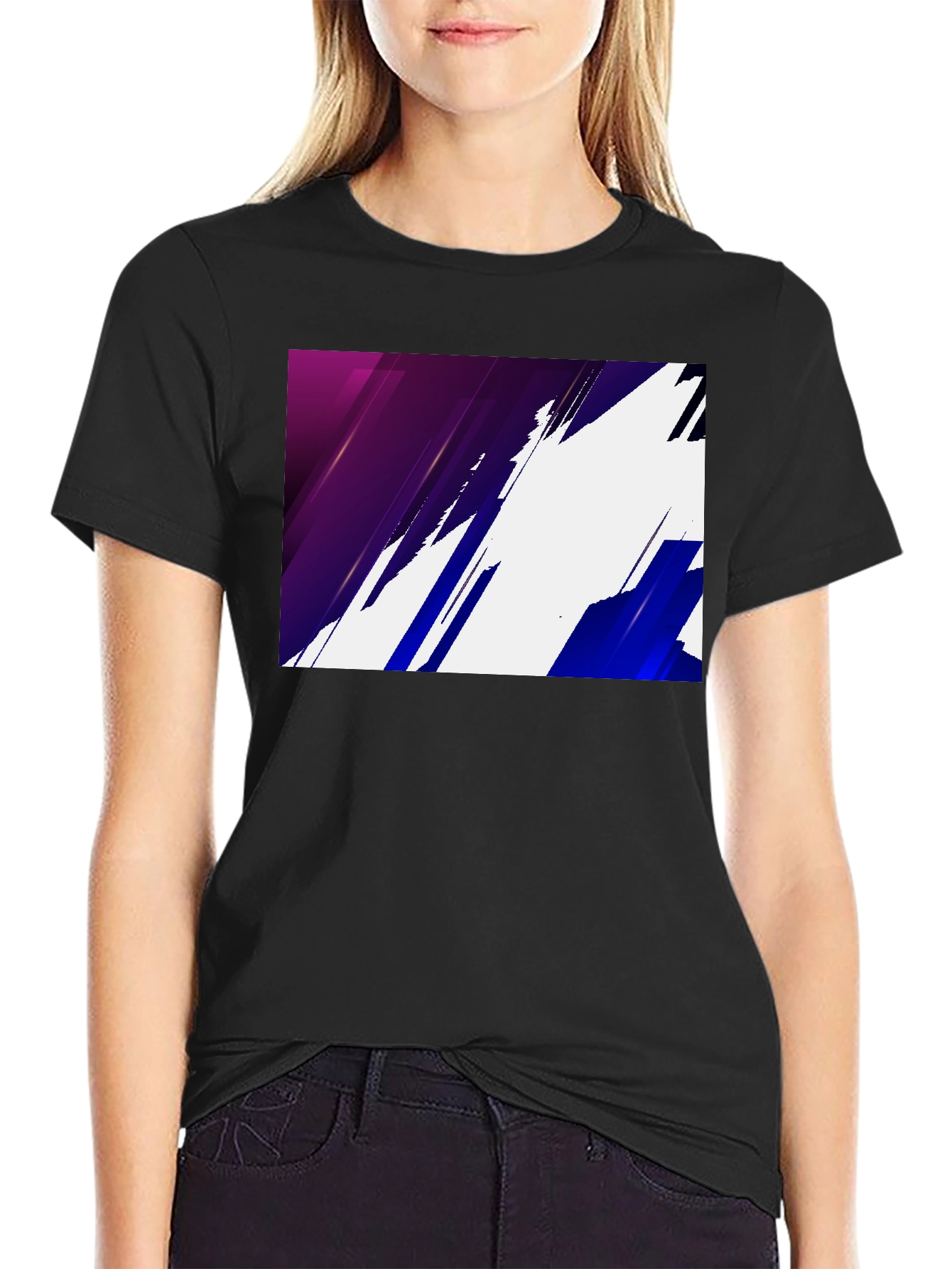Modern Abstract Graphic Print Black T-Shirt