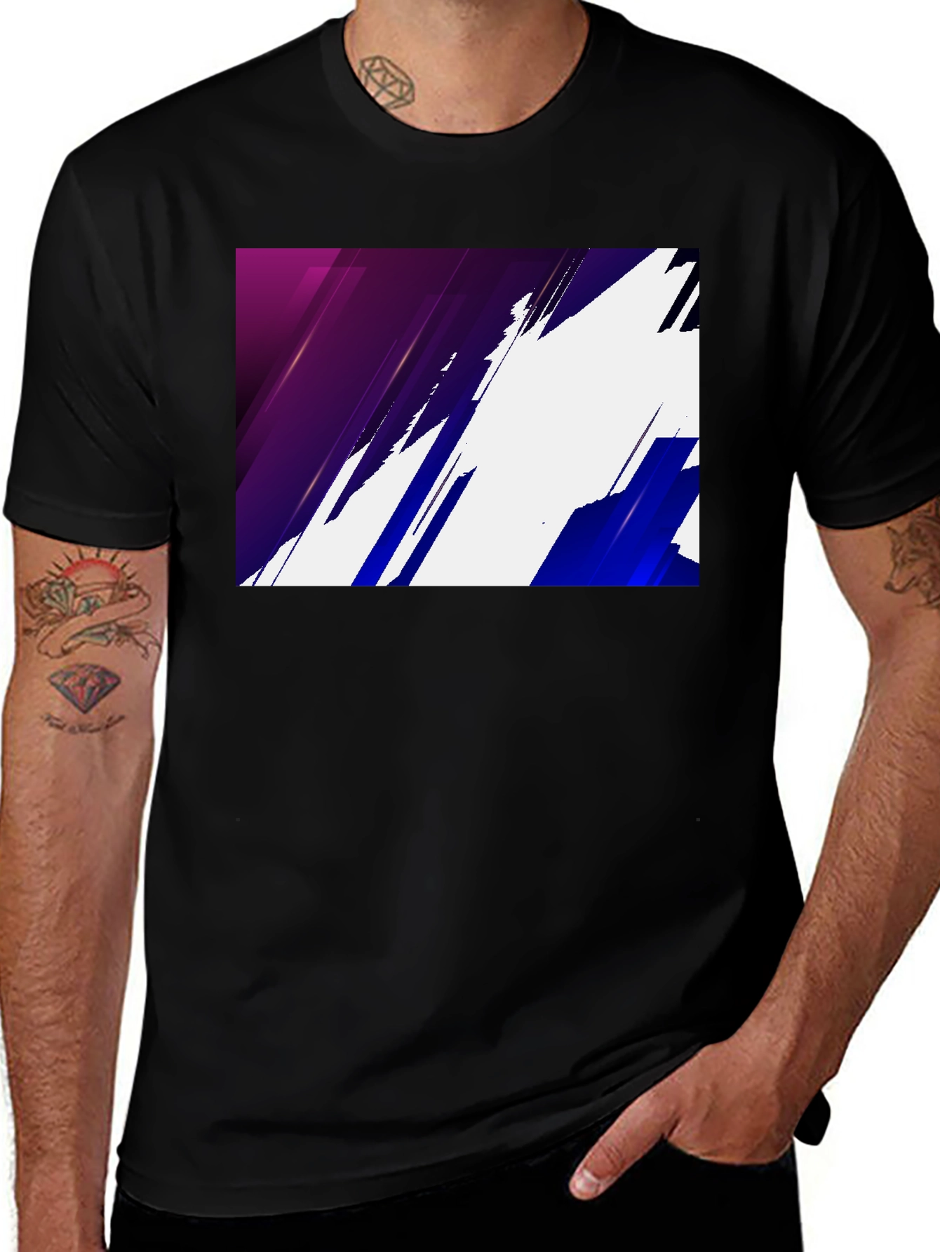 Modern Abstract Graphic Print Black T-Shirt