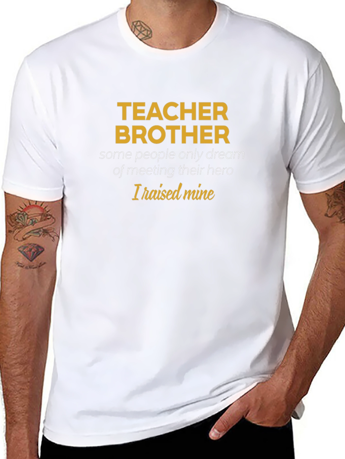Teacher Brother Hero Graphic Tee - Mens Black T-Shirt