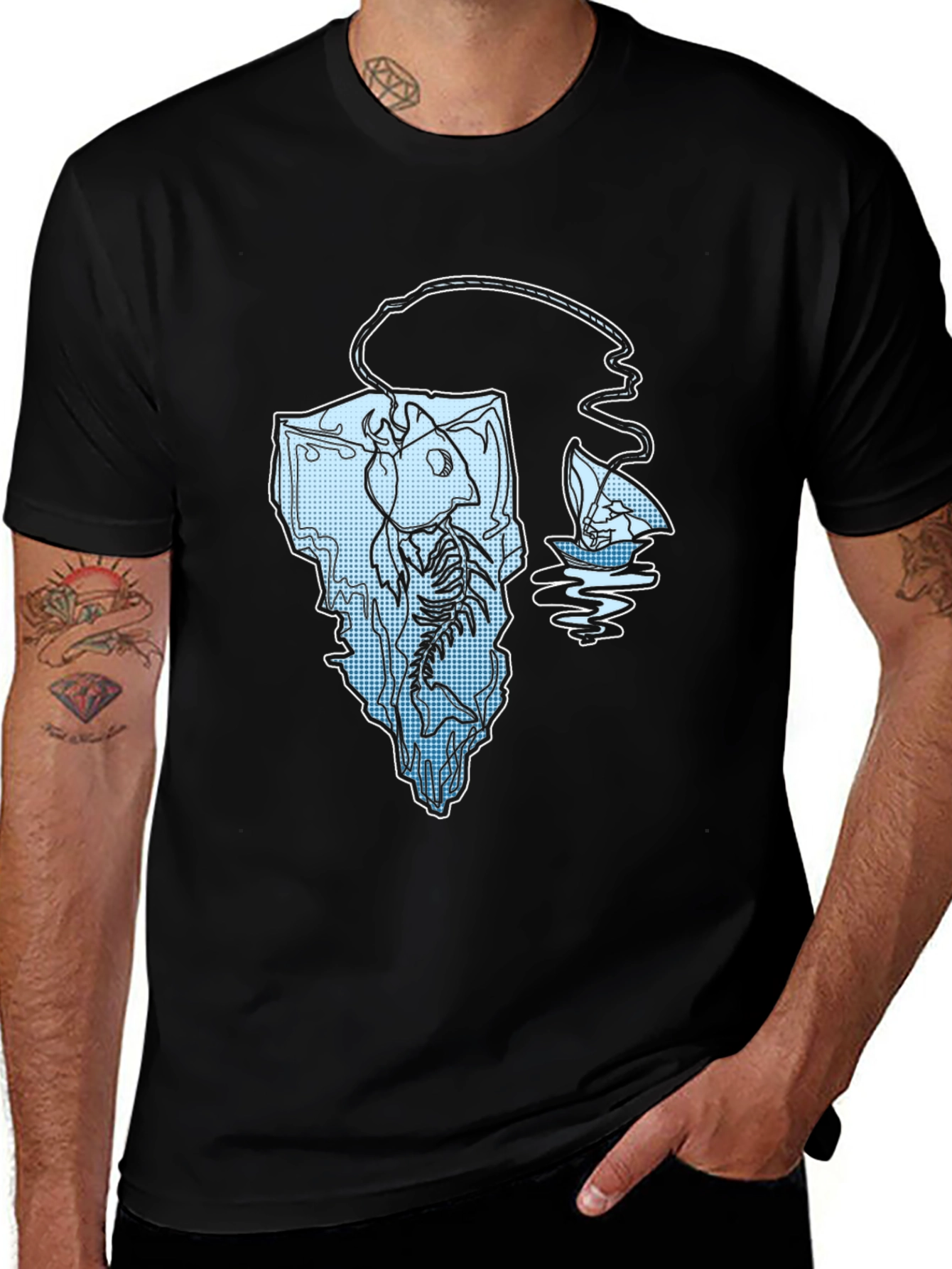 Cool Fishing Iceberg Graphic Tee