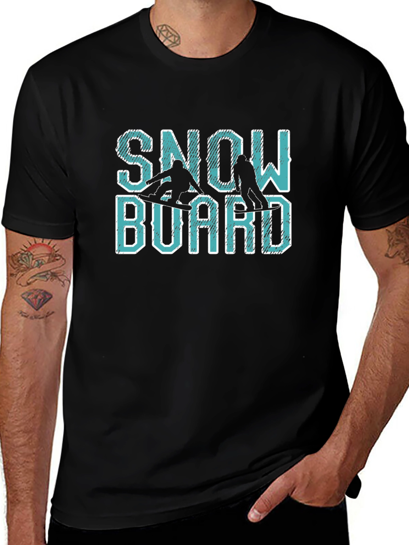 Snowboard Graphic Print Crew Neck Tee