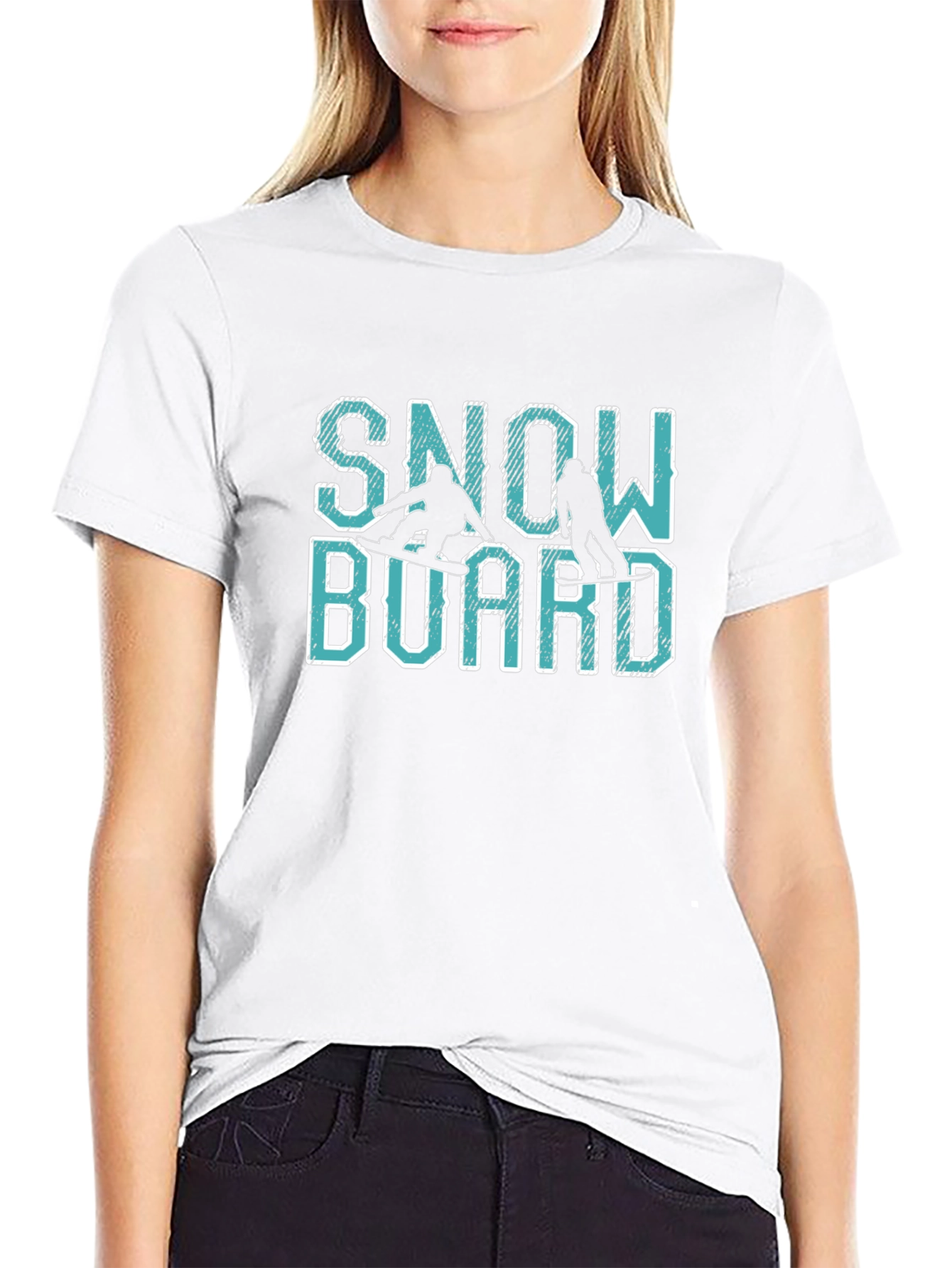 Snowboard Graphic Print Crew Neck Tee