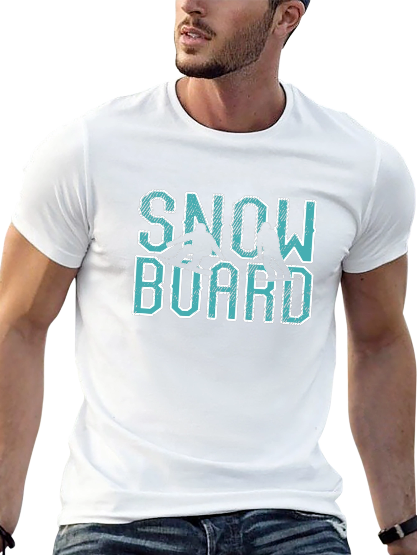 Snowboard Graphic Print Crew Neck Tee
