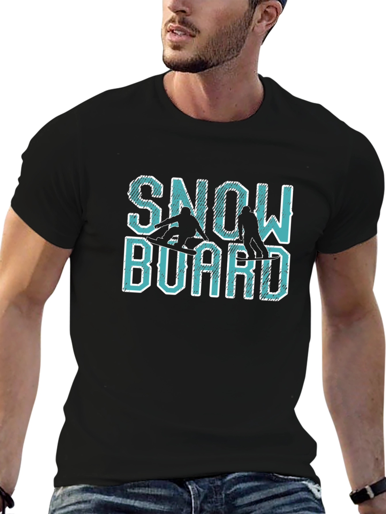 Snowboard Graphic Print Crew Neck Tee