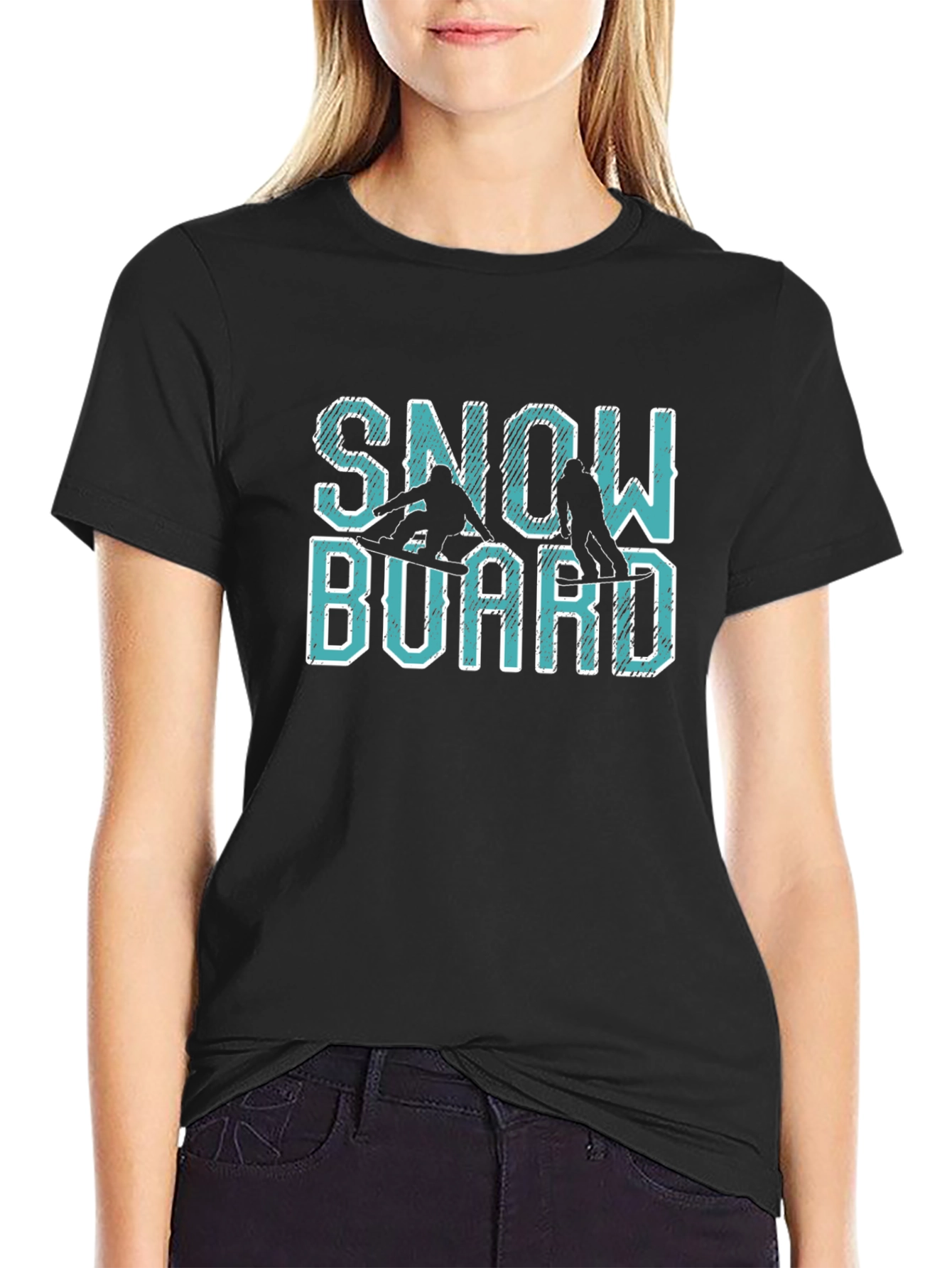 Snowboard Graphic Print Crew Neck Tee