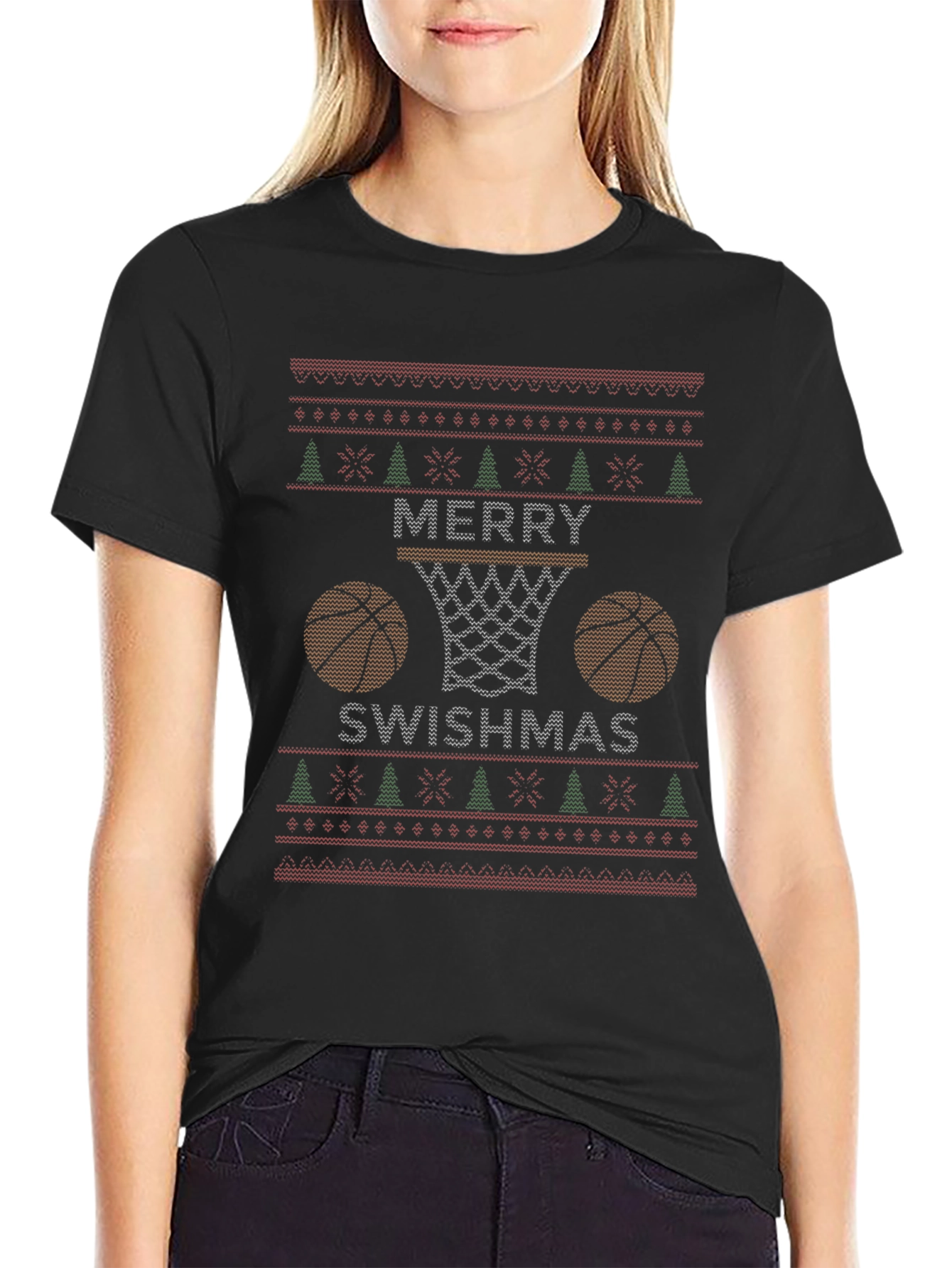 Merry Swishmas Basketball T-Shirt