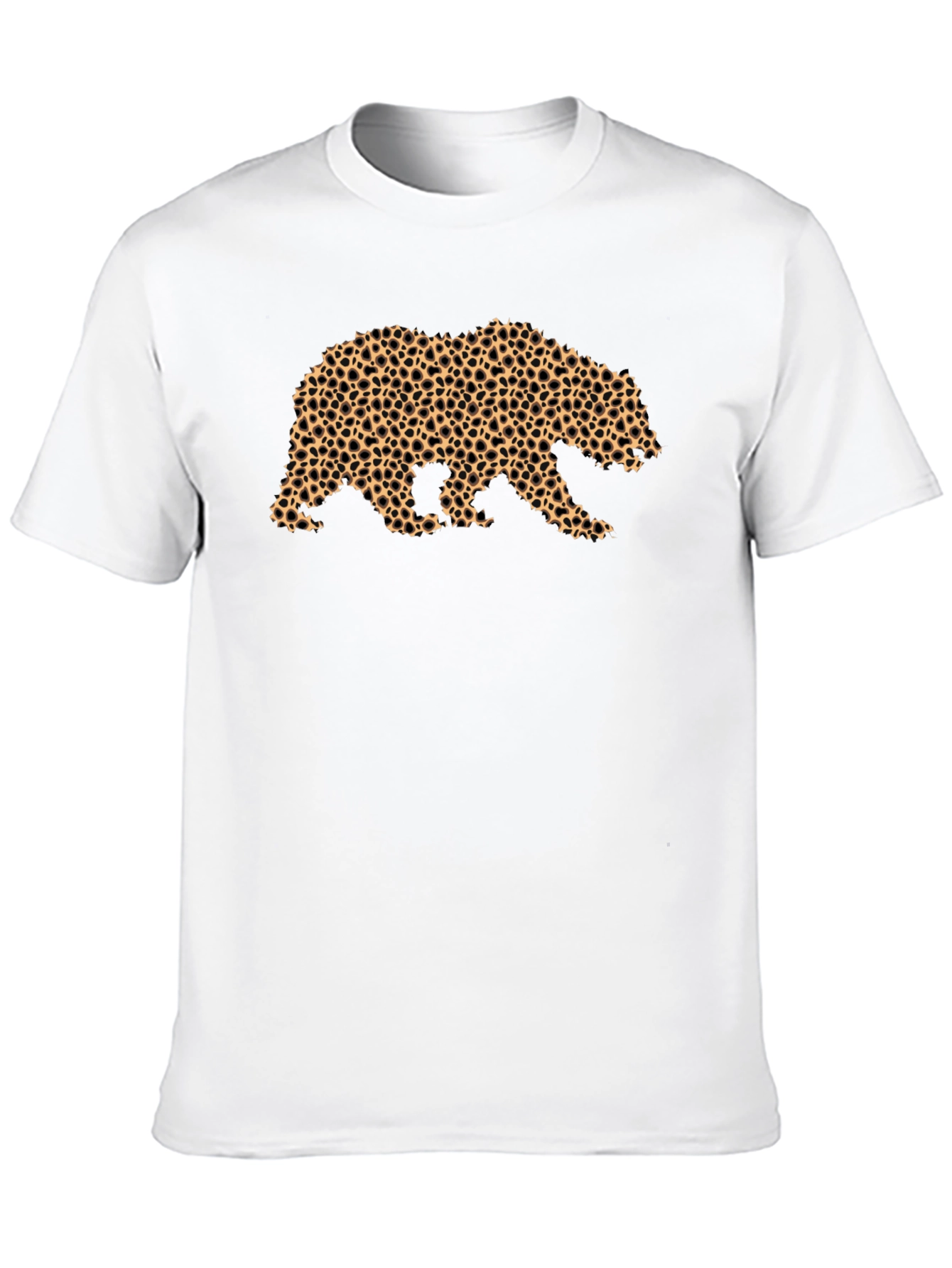 Bear Print Tee - Black Cotton Casual Comfort