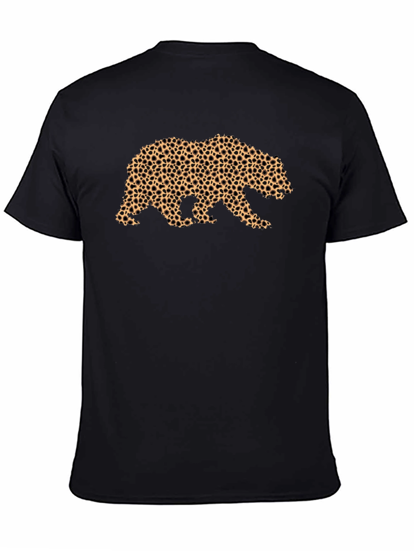 Bear Print Tee - Black Cotton Casual Comfort