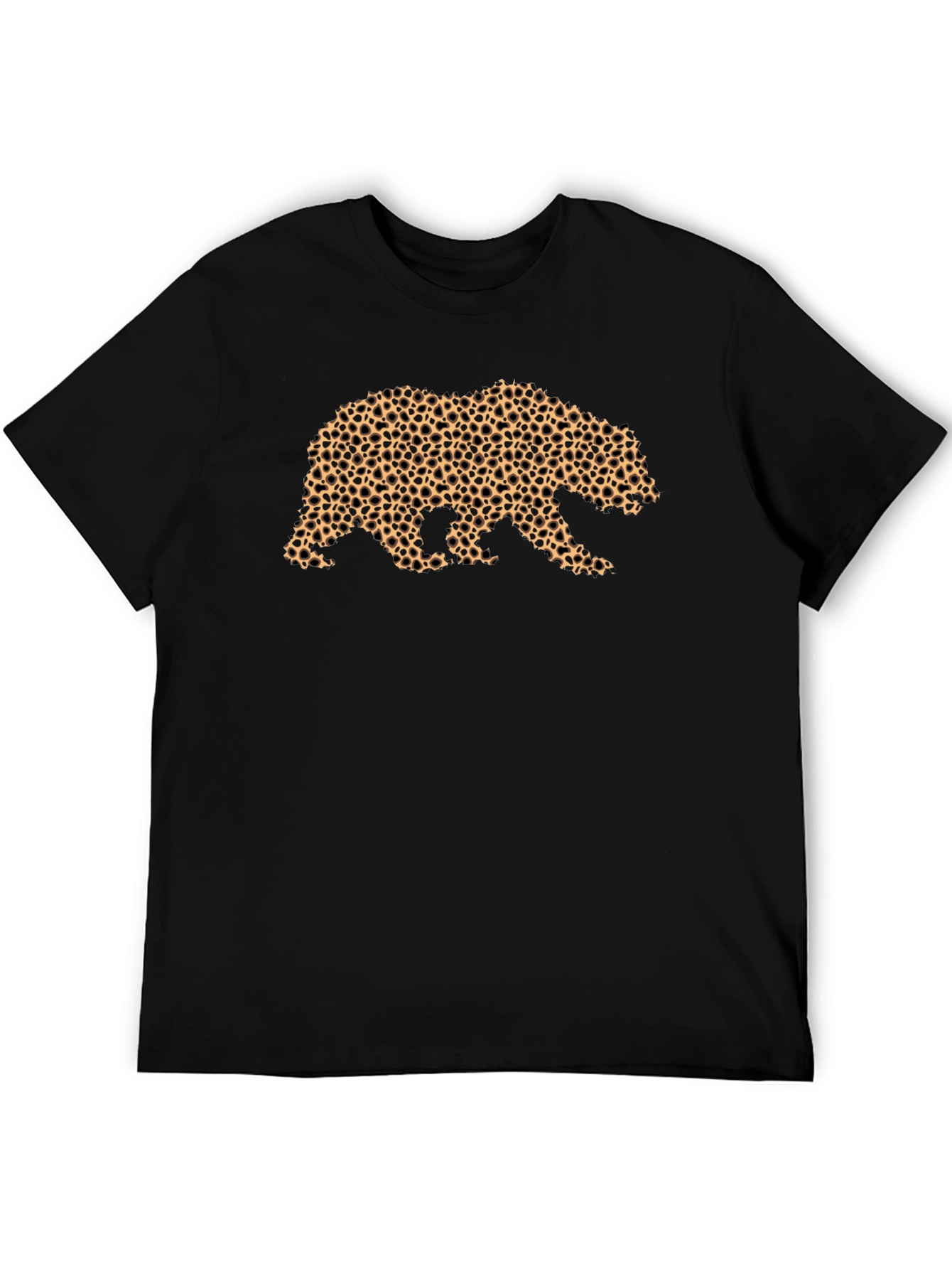Bear Print Tee - Black Cotton Casual Comfort