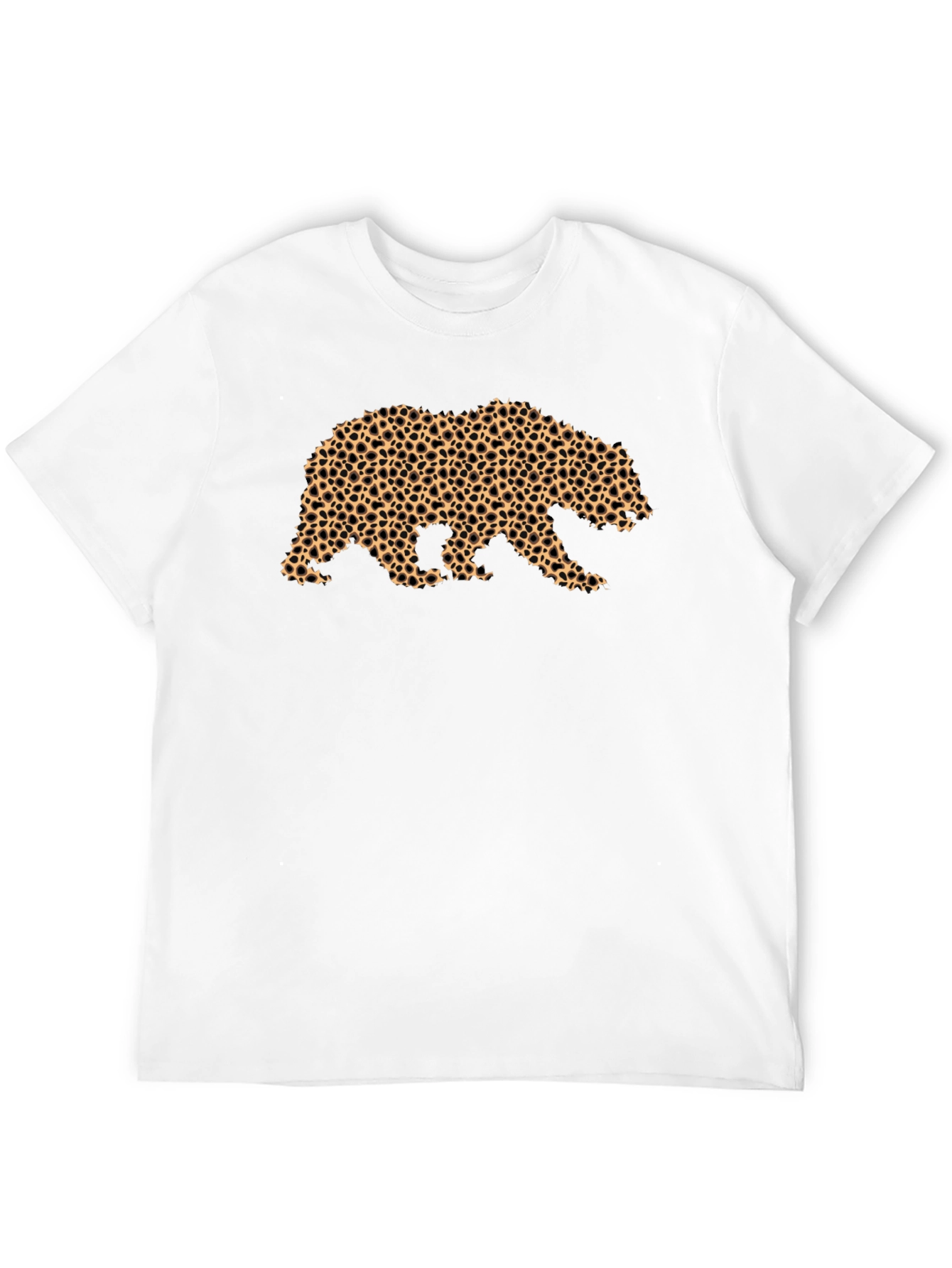 Bear Print Tee - Black Cotton Casual Comfort