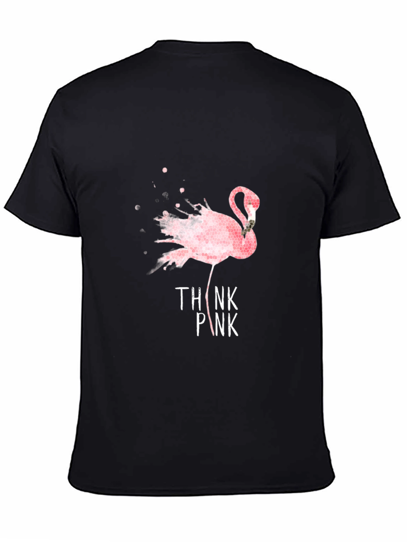 Think Pink Flamingo Graphic T-Shirt - Black