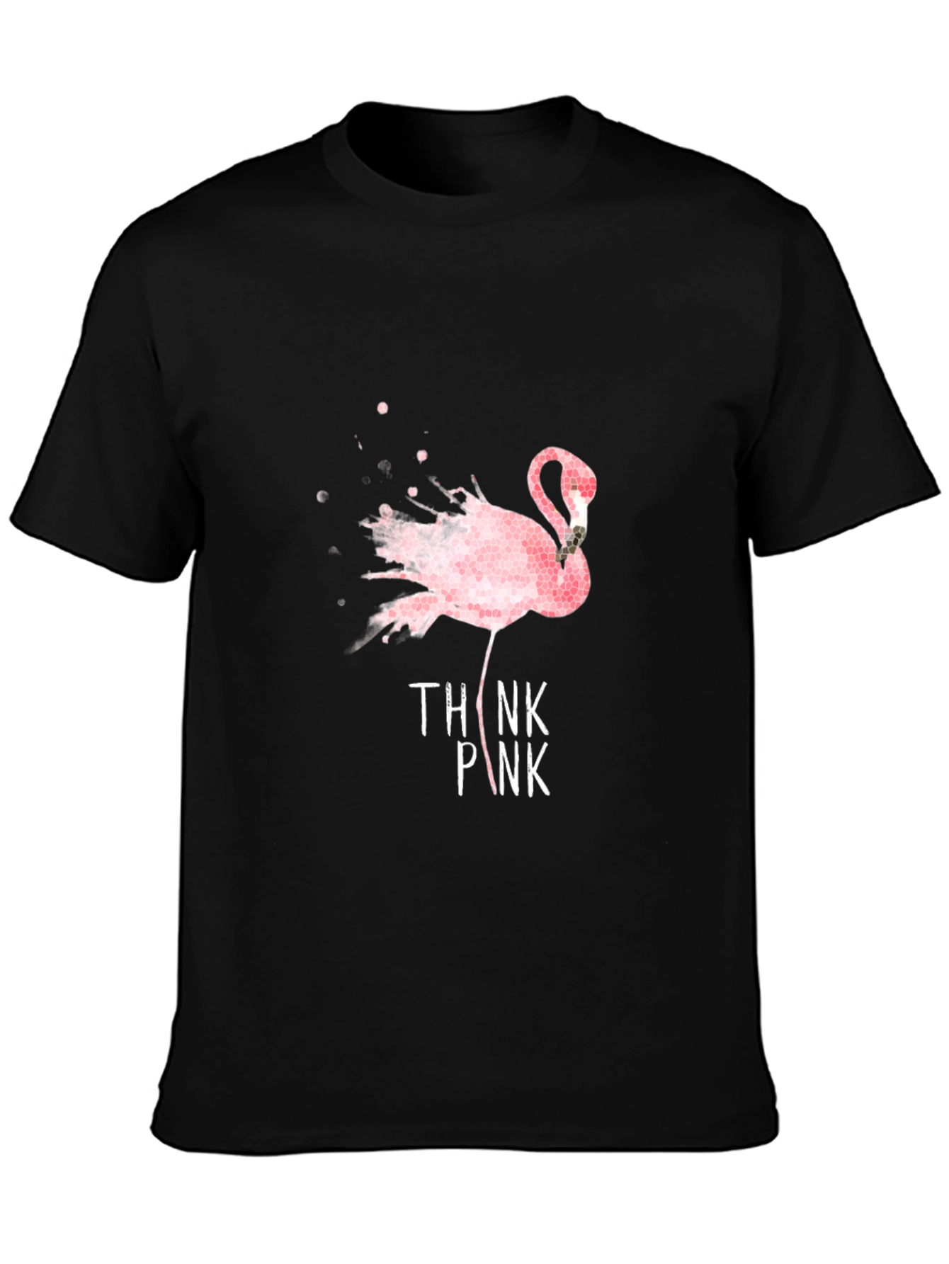Think Pink Flamingo Graphic T-Shirt - Black