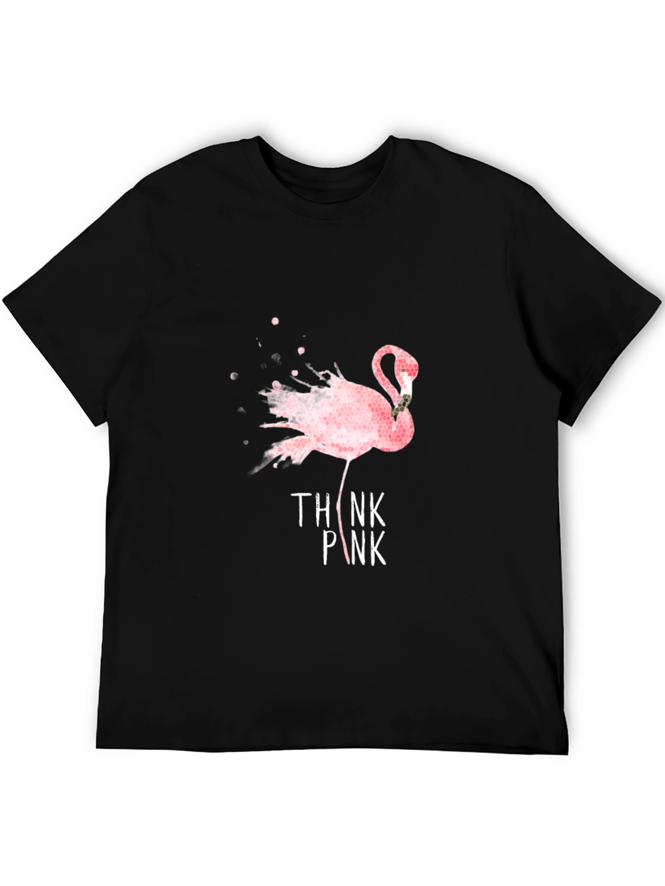 Think Pink Flamingo Graphic T-Shirt - Black