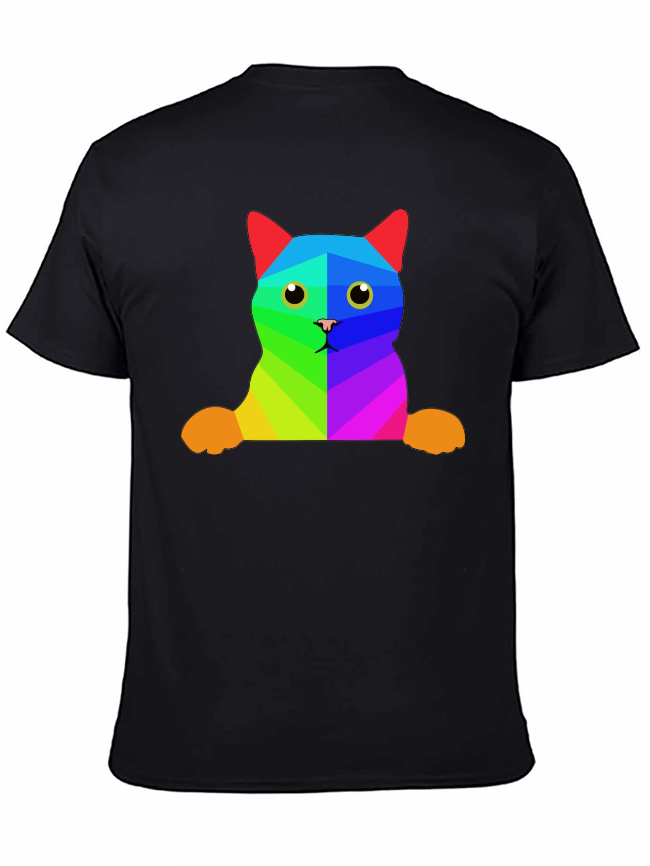 Rainbow Geometric Cat T-Shirt - Unique Graphic Tee