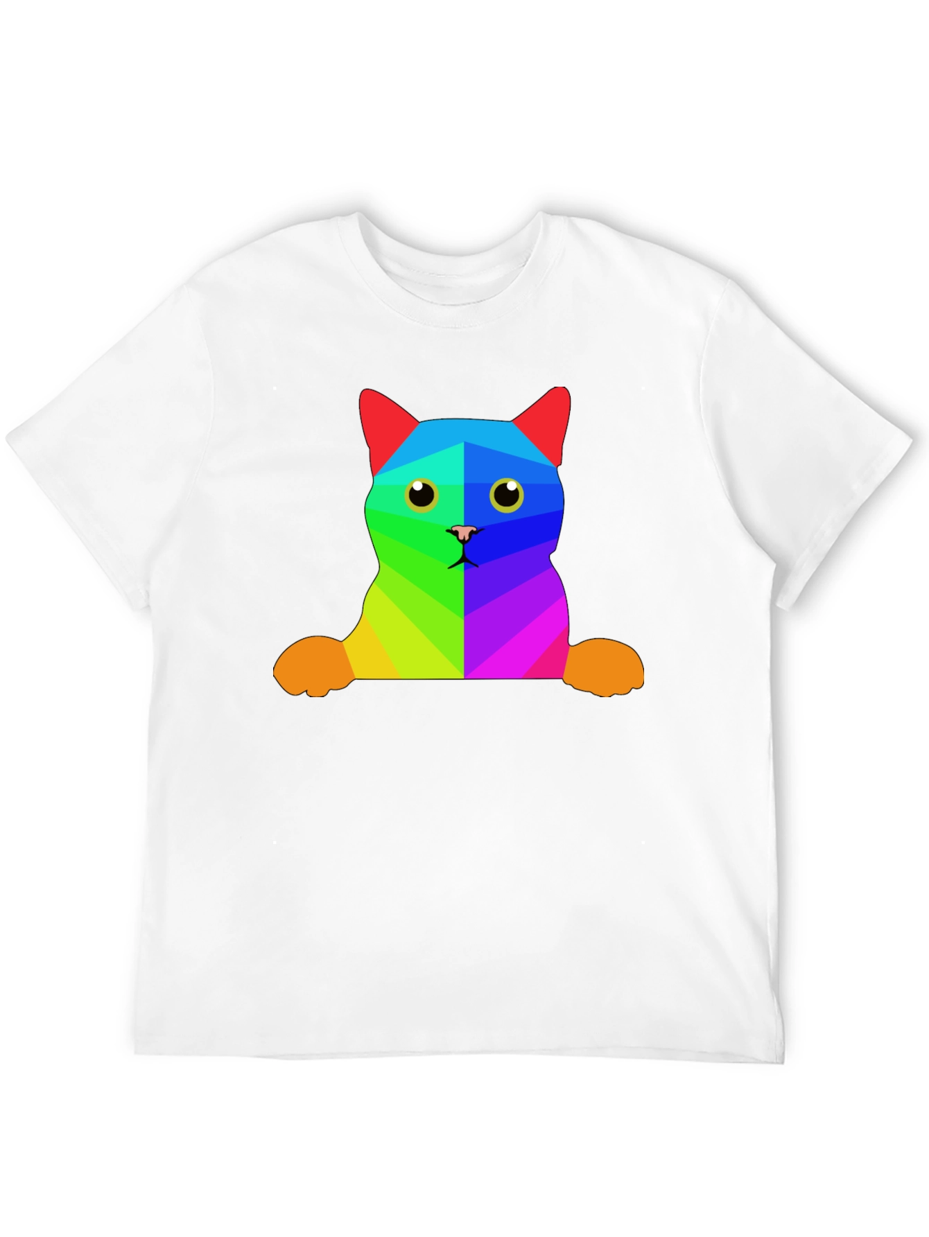 Rainbow Geometric Cat T-Shirt - Unique Graphic Tee