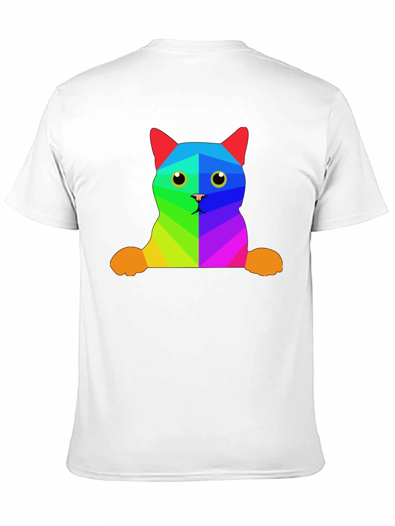 Rainbow Geometric Cat T-Shirt - Unique Graphic Tee