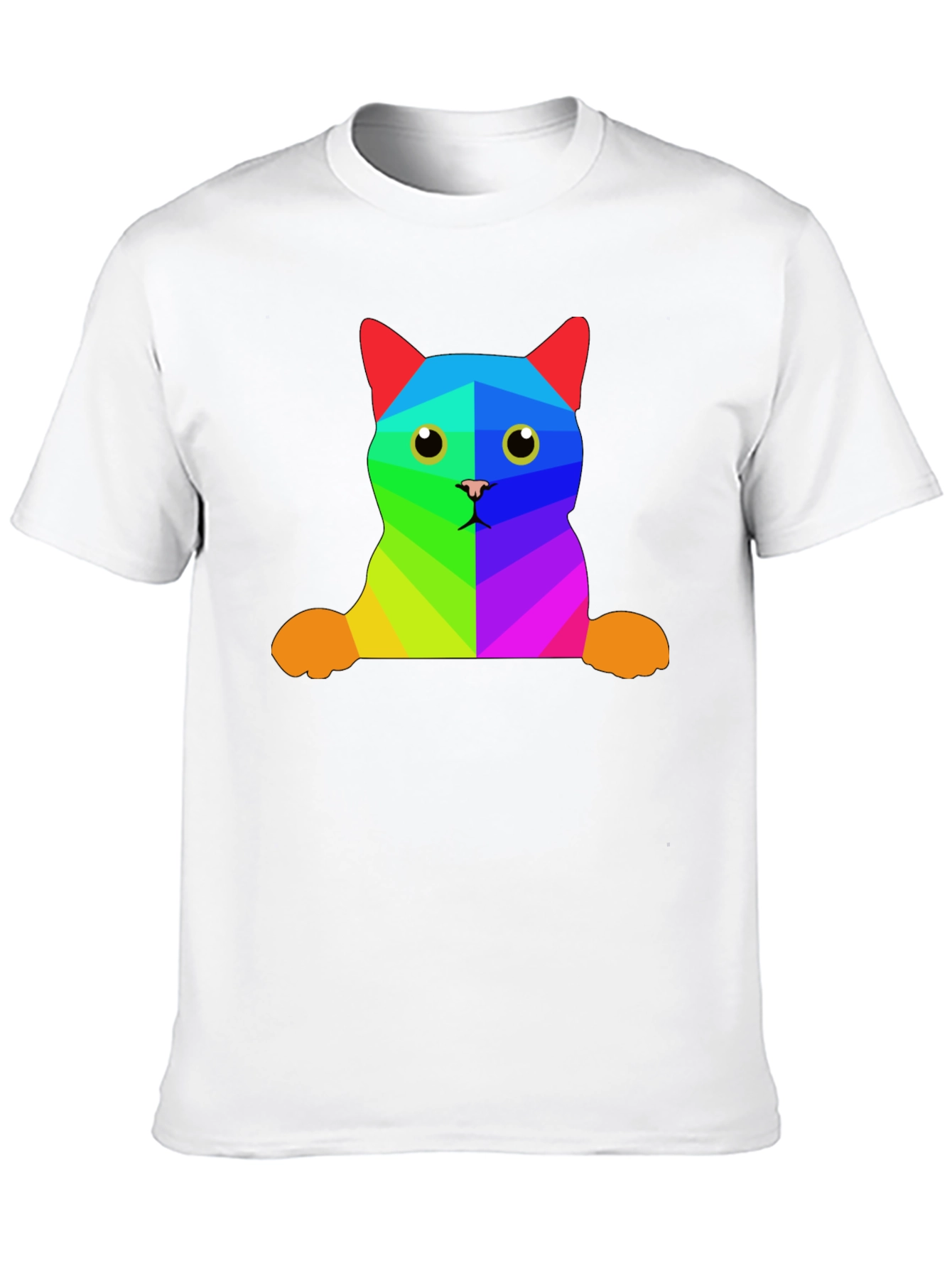 Rainbow Geometric Cat T-Shirt - Unique Graphic Tee