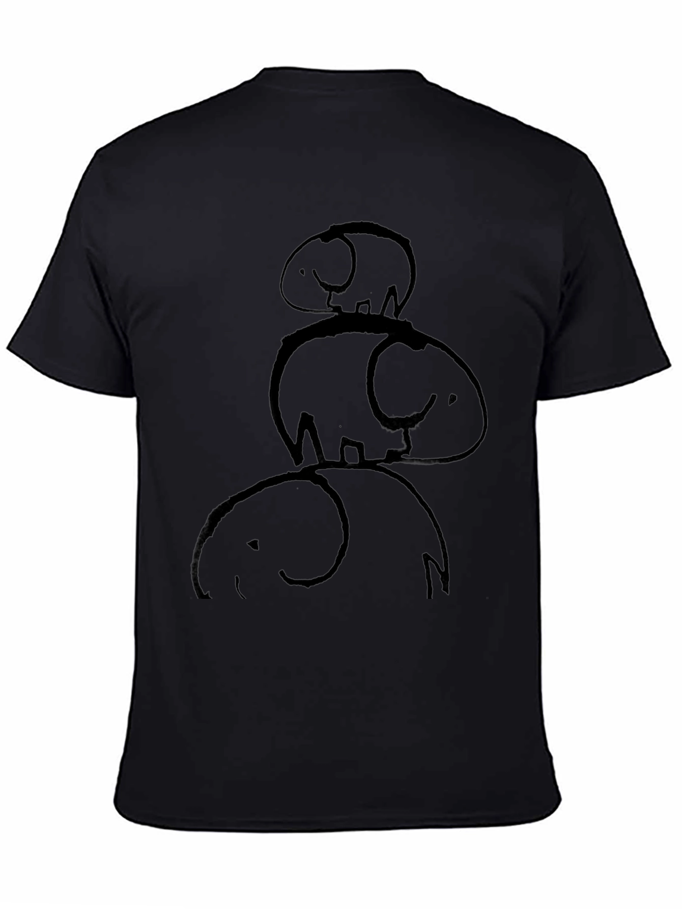 Stacked Elephants Graphic Tee - Black Cotton Casual Shirt