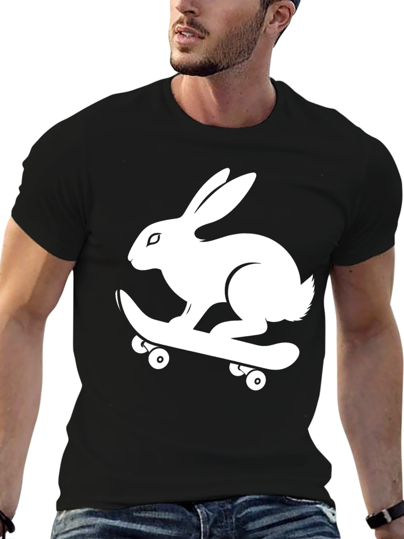 Rabbit Skateboard Graphic Tee - Cool Style