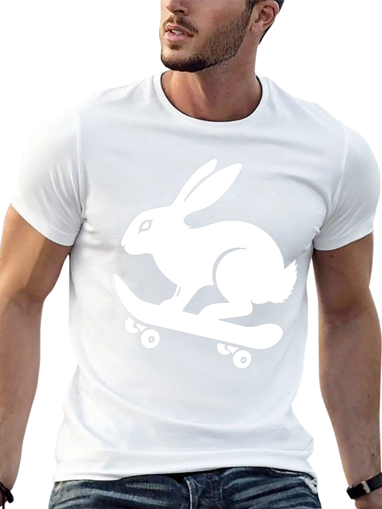 Rabbit Skateboard Graphic Tee - Cool Style
