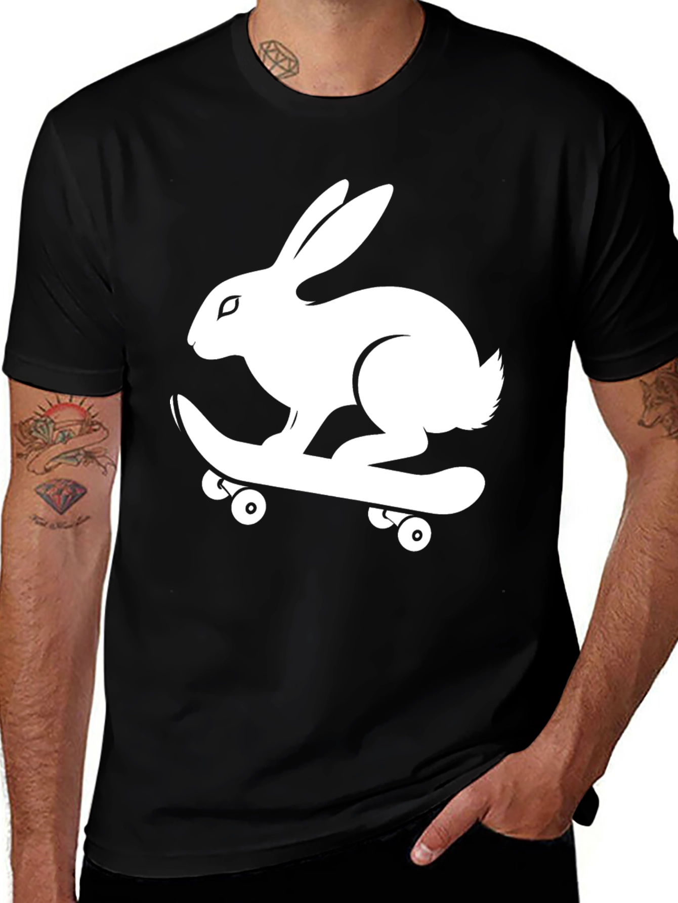 Rabbit Skateboard Graphic Tee - Cool Style