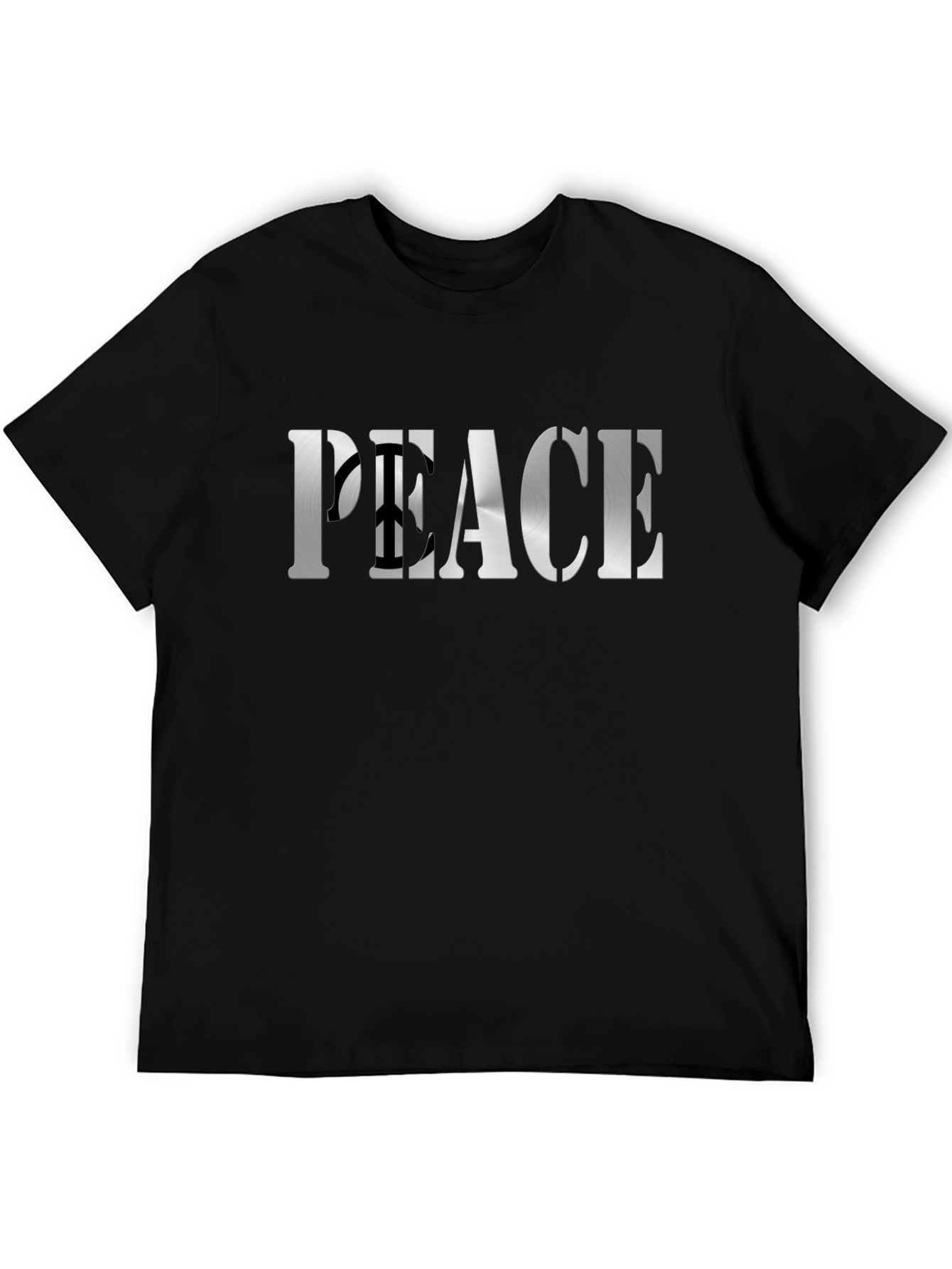 Peace Sign Graphic Tee - Black Cotton Blend