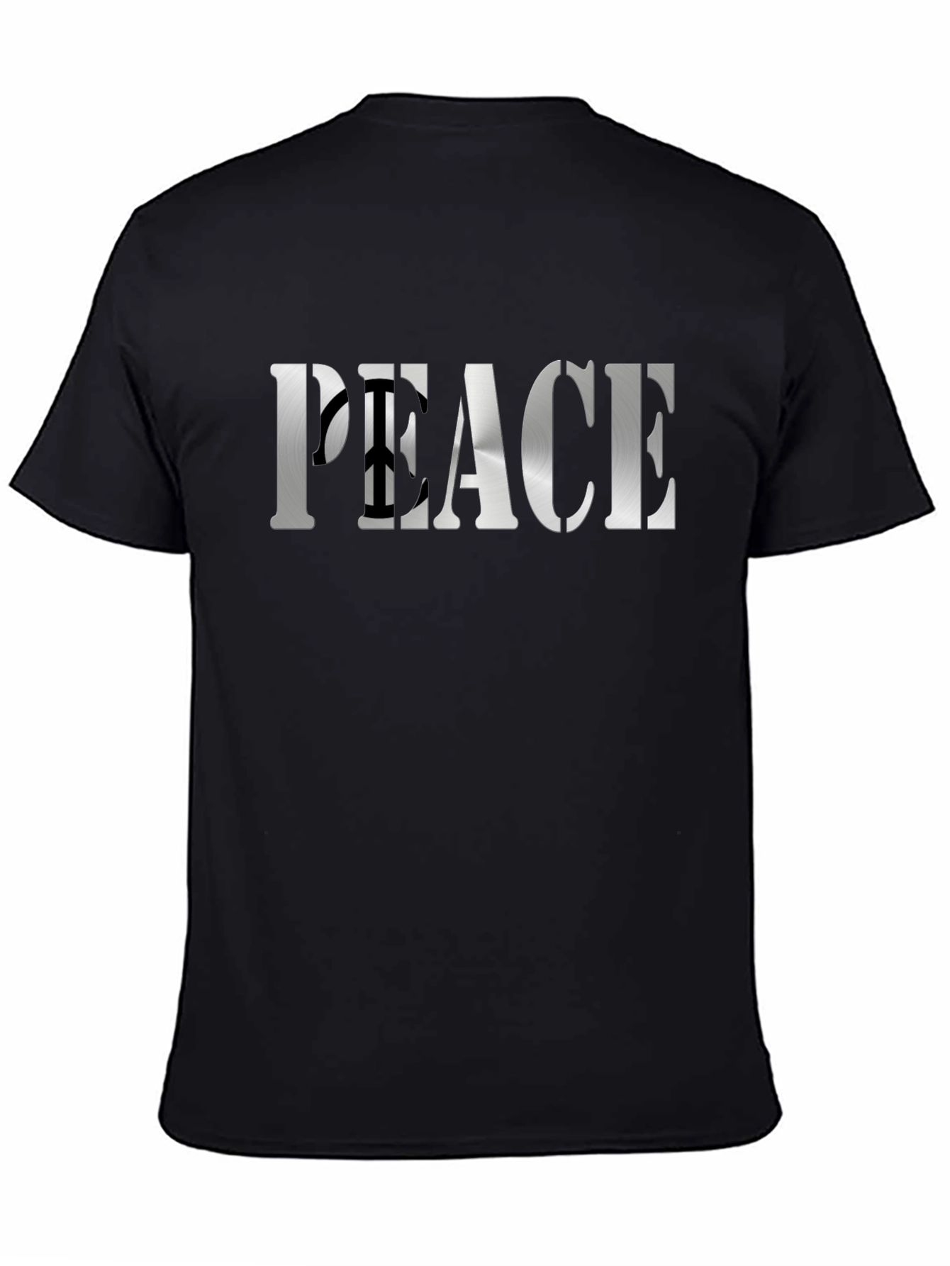 Peace Sign Graphic Tee - Black Cotton Blend