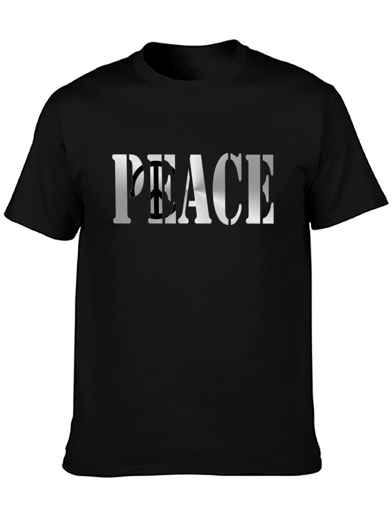 Peace Sign Graphic Tee - Black Cotton Blend