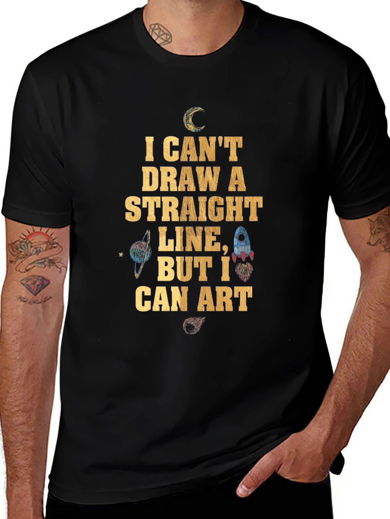I Can Art Graphic Tee - Black Cotton Shirt