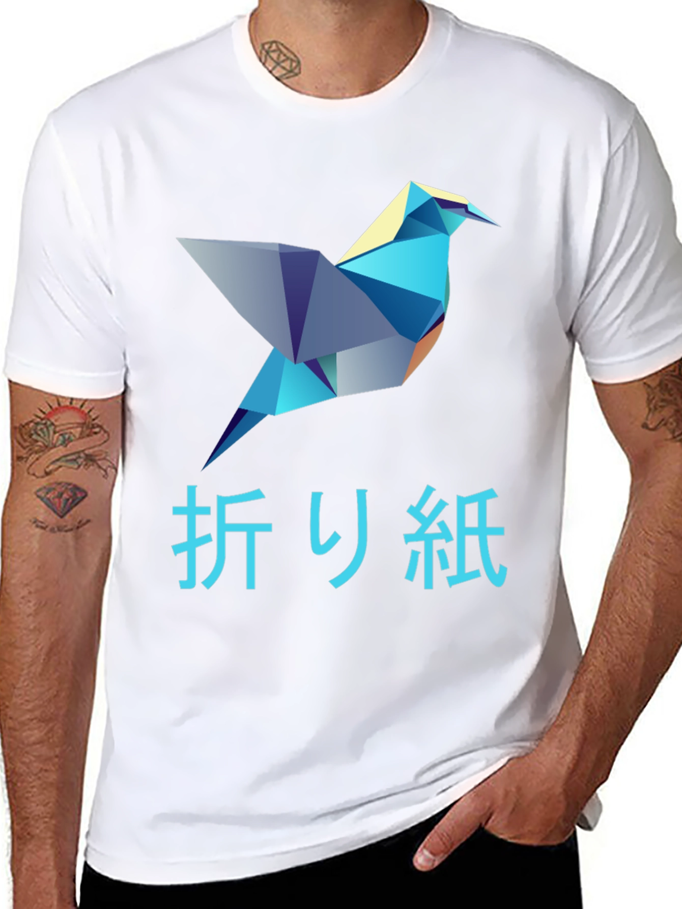 Origami Bird Graphic T-Shirt - Stylish Mens Tee