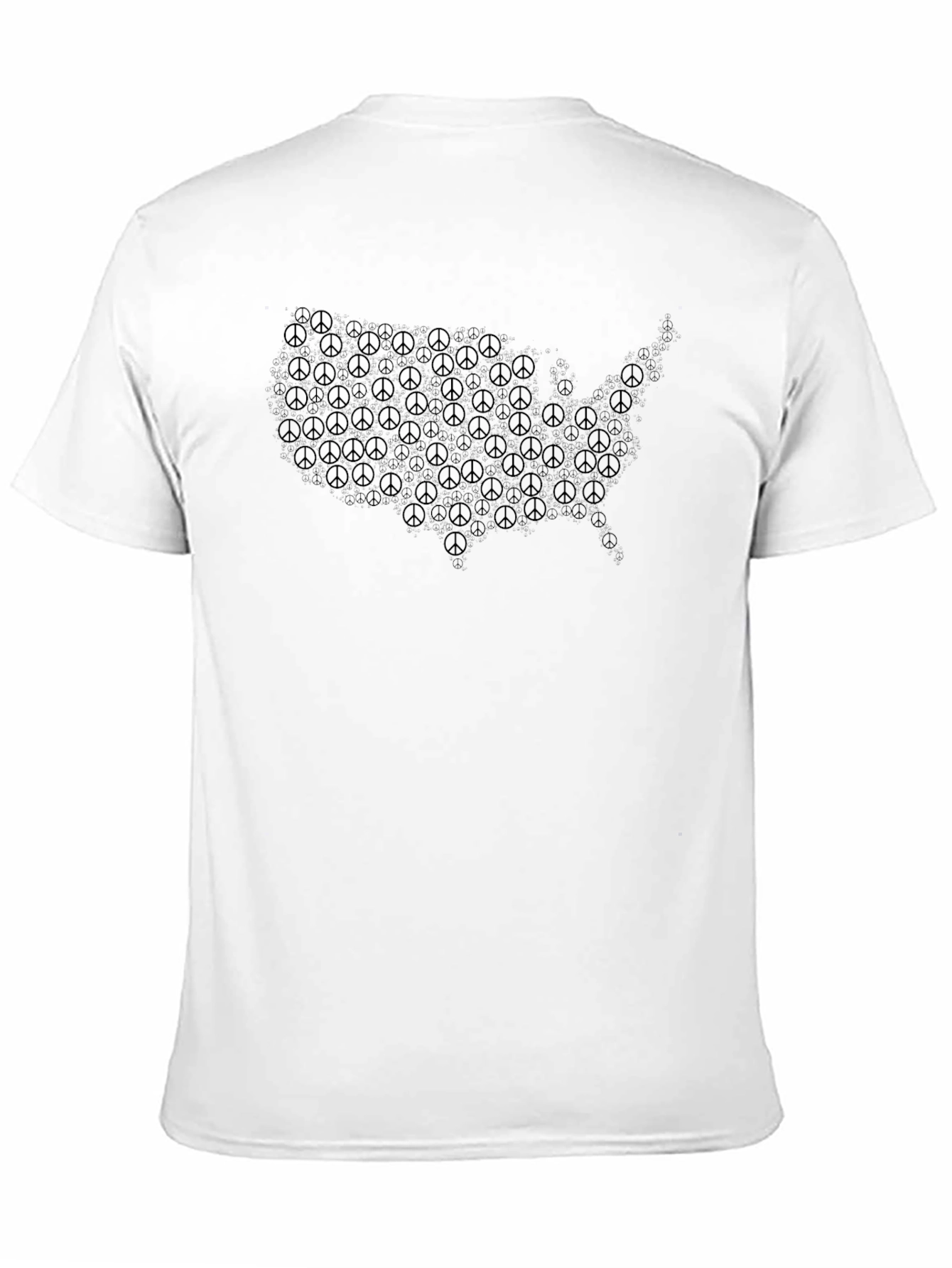Peace Sign USA Map Black T-Shirt