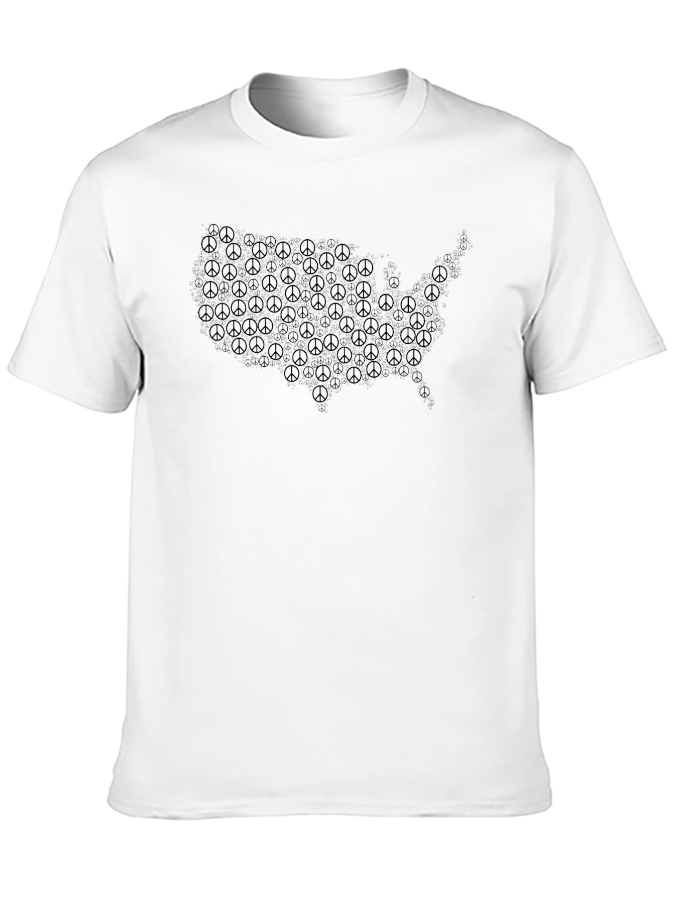 Peace Sign USA Map Black T-Shirt