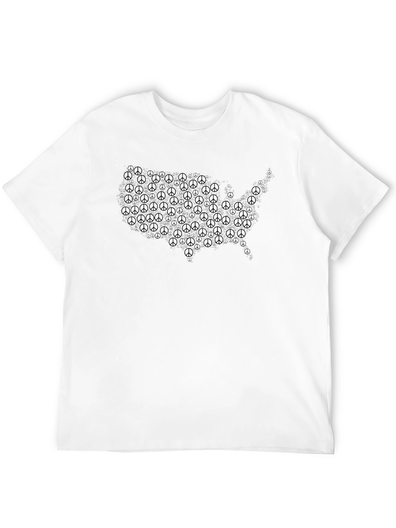 Peace Sign USA Map Black T-Shirt