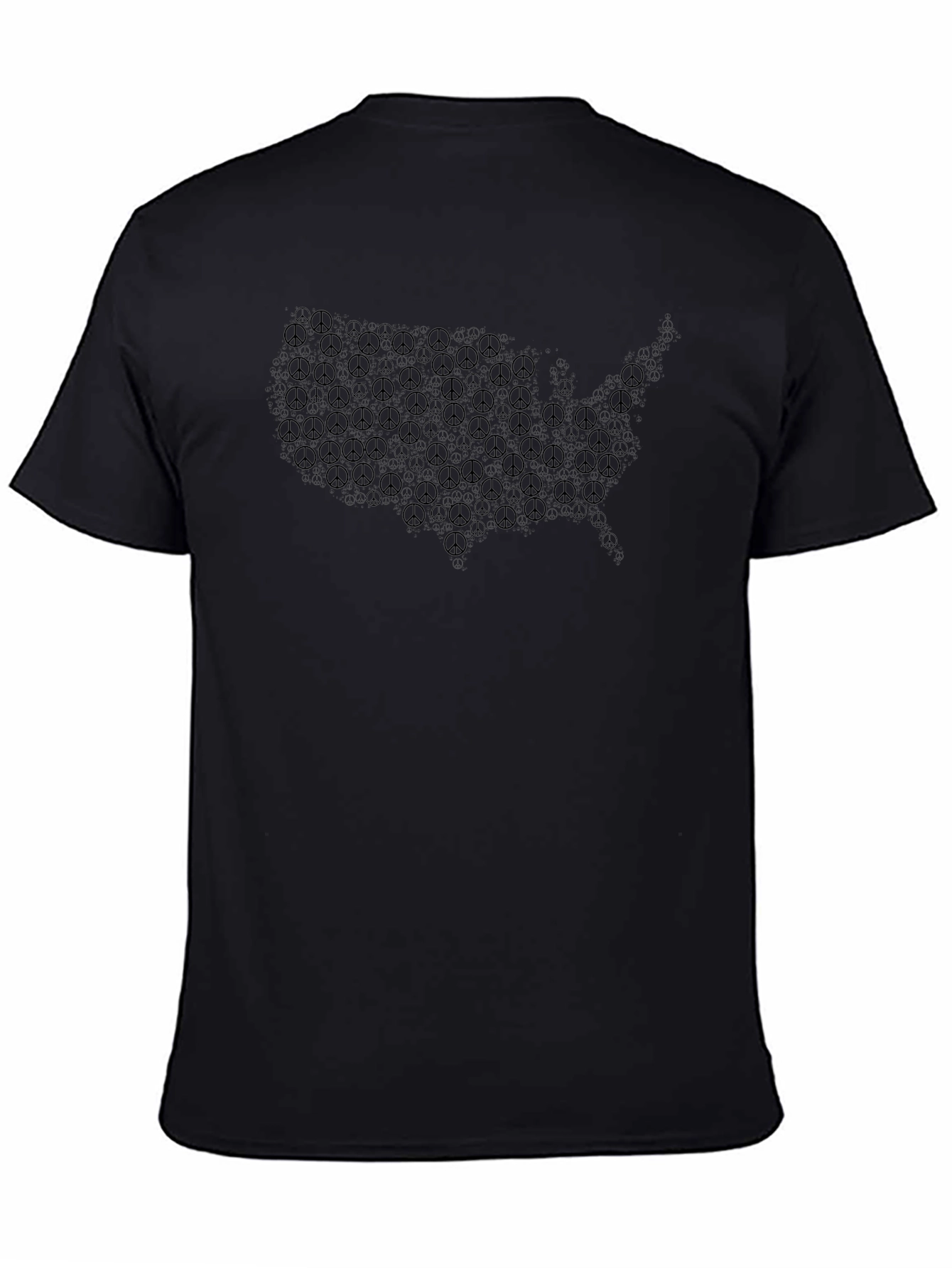 Peace Sign USA Map Black T-Shirt