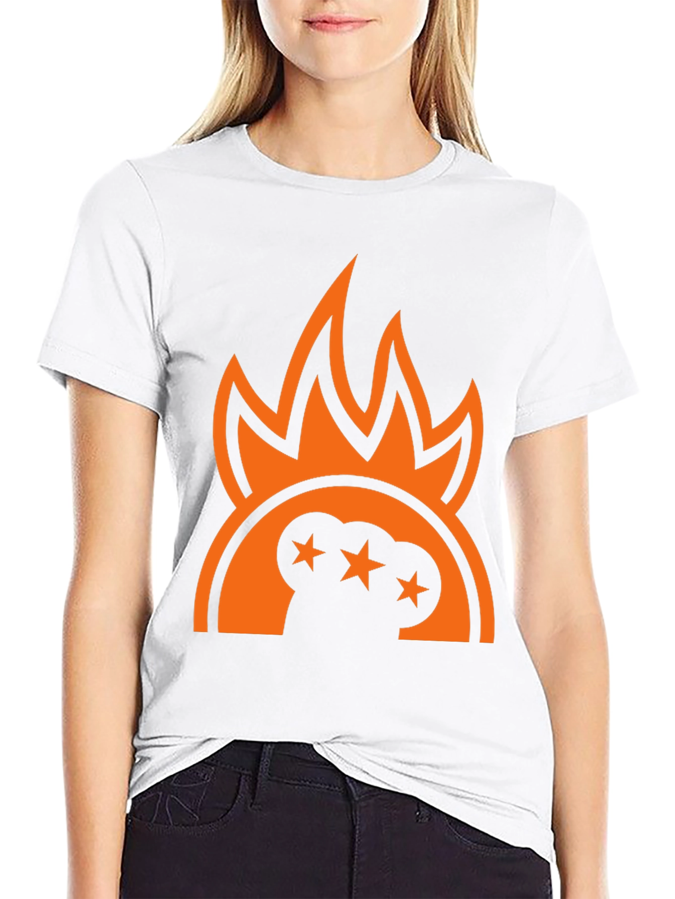 Bold Graphic Tee - Flames and Stars Design