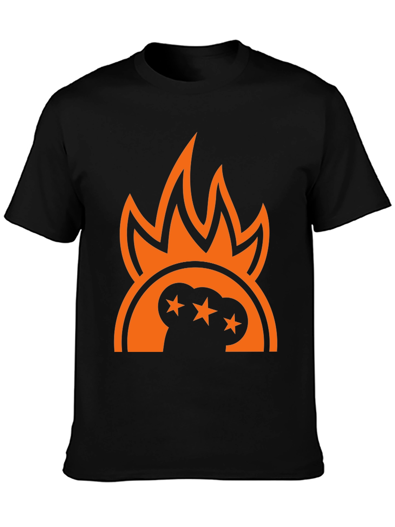 Bold Graphic Tee - Flames and Stars Design
