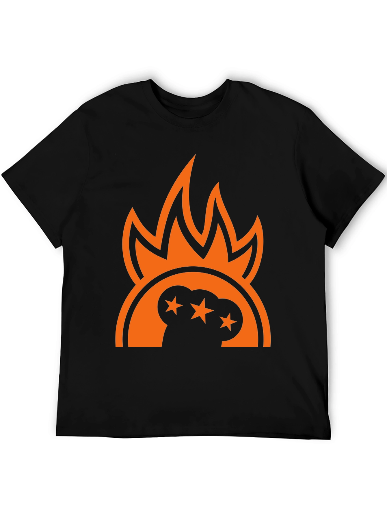 Bold Graphic Tee - Flames and Stars Design