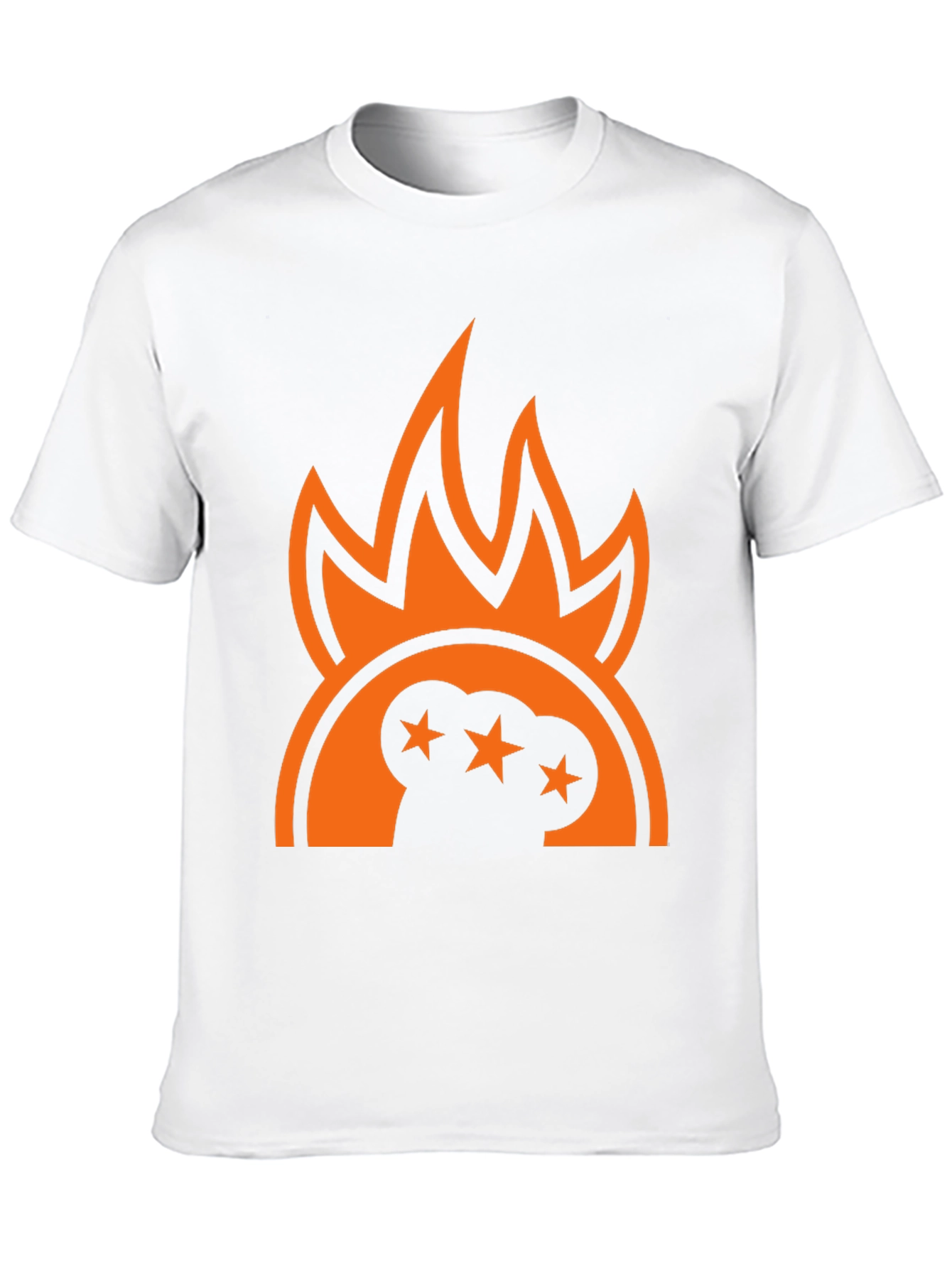 Bold Graphic Tee - Flames and Stars Design