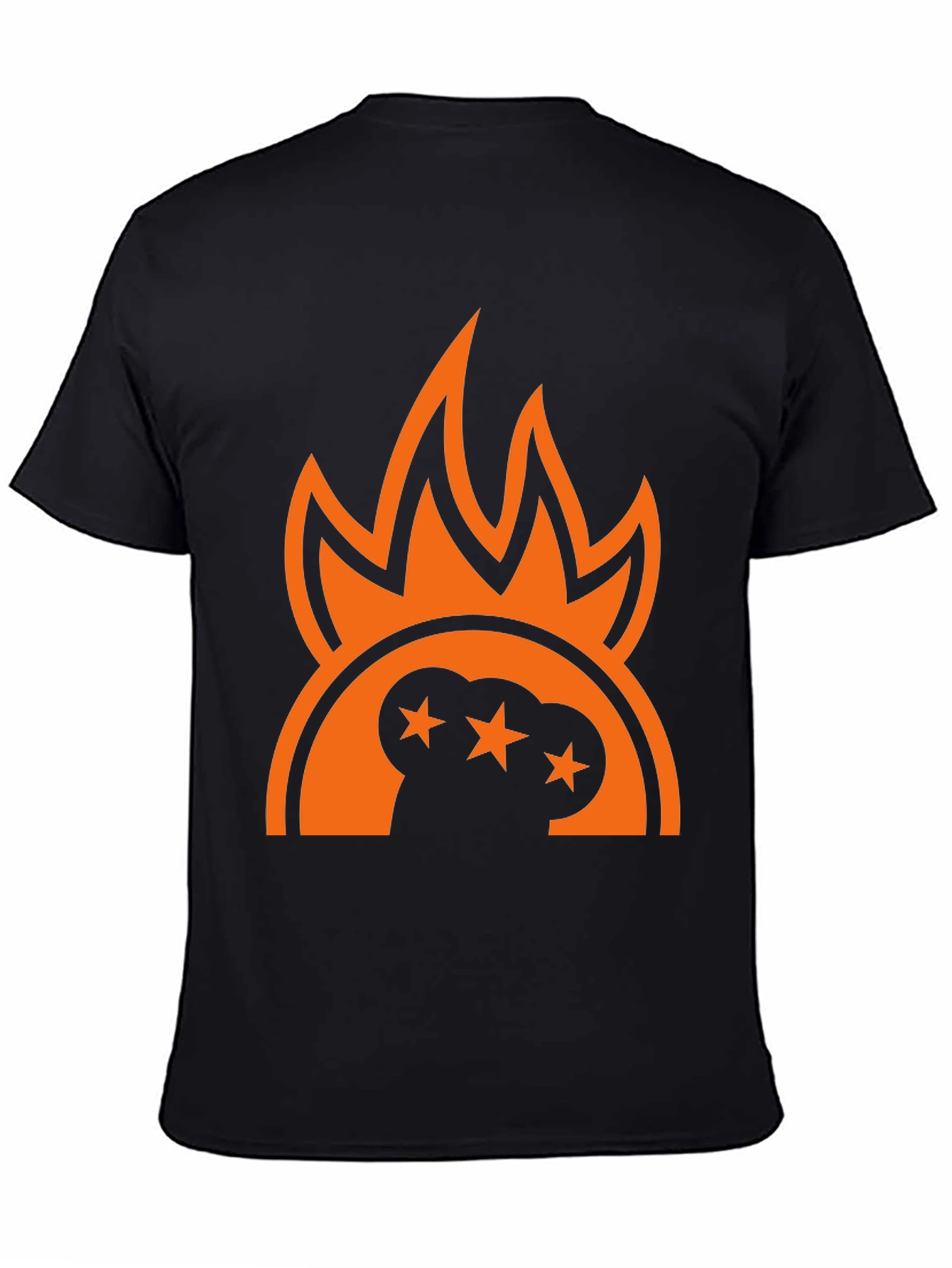 Bold Graphic Tee - Flames and Stars Design
