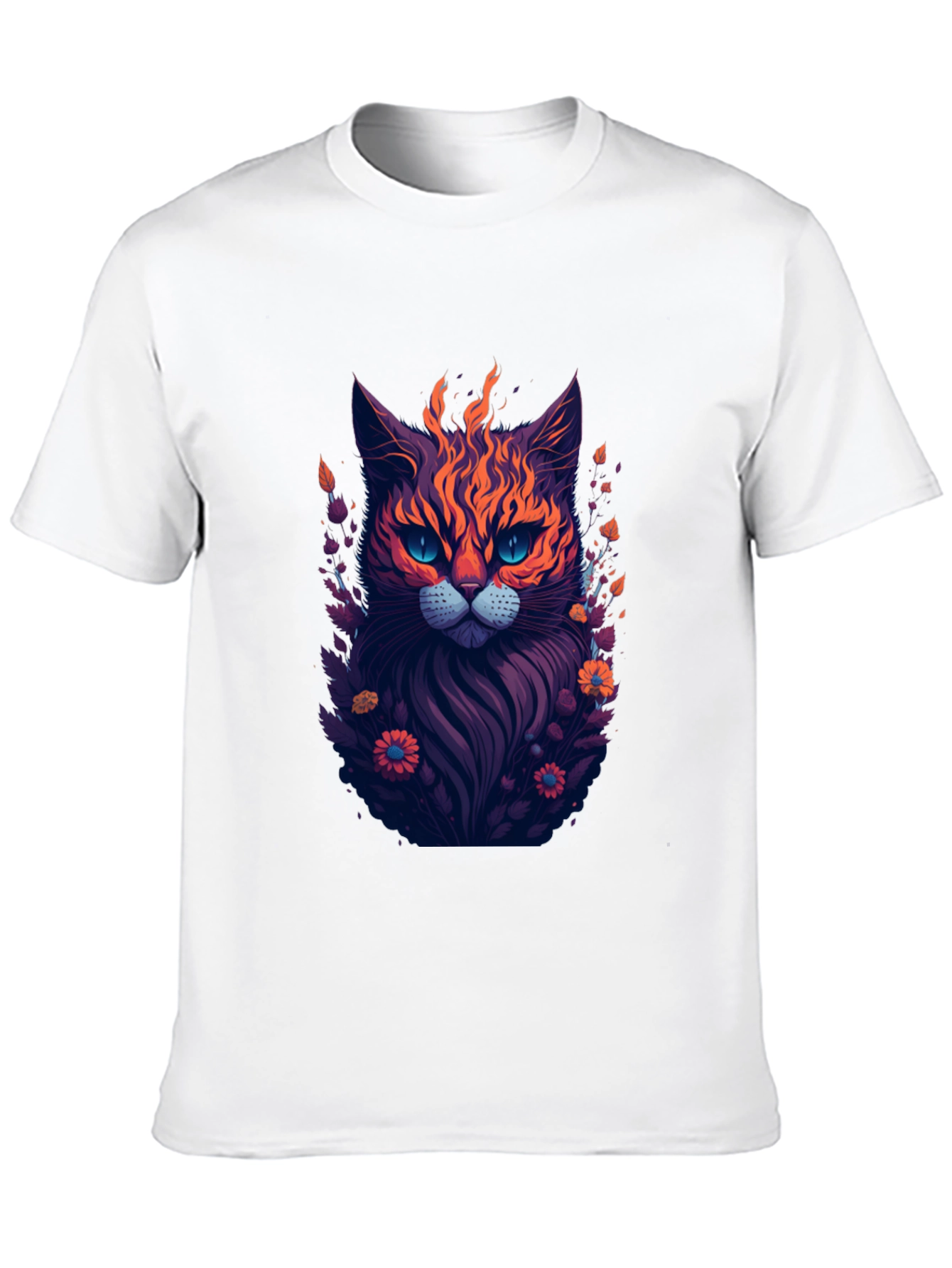 Fiery Feline Graphic Tee - Stylish Cat Design