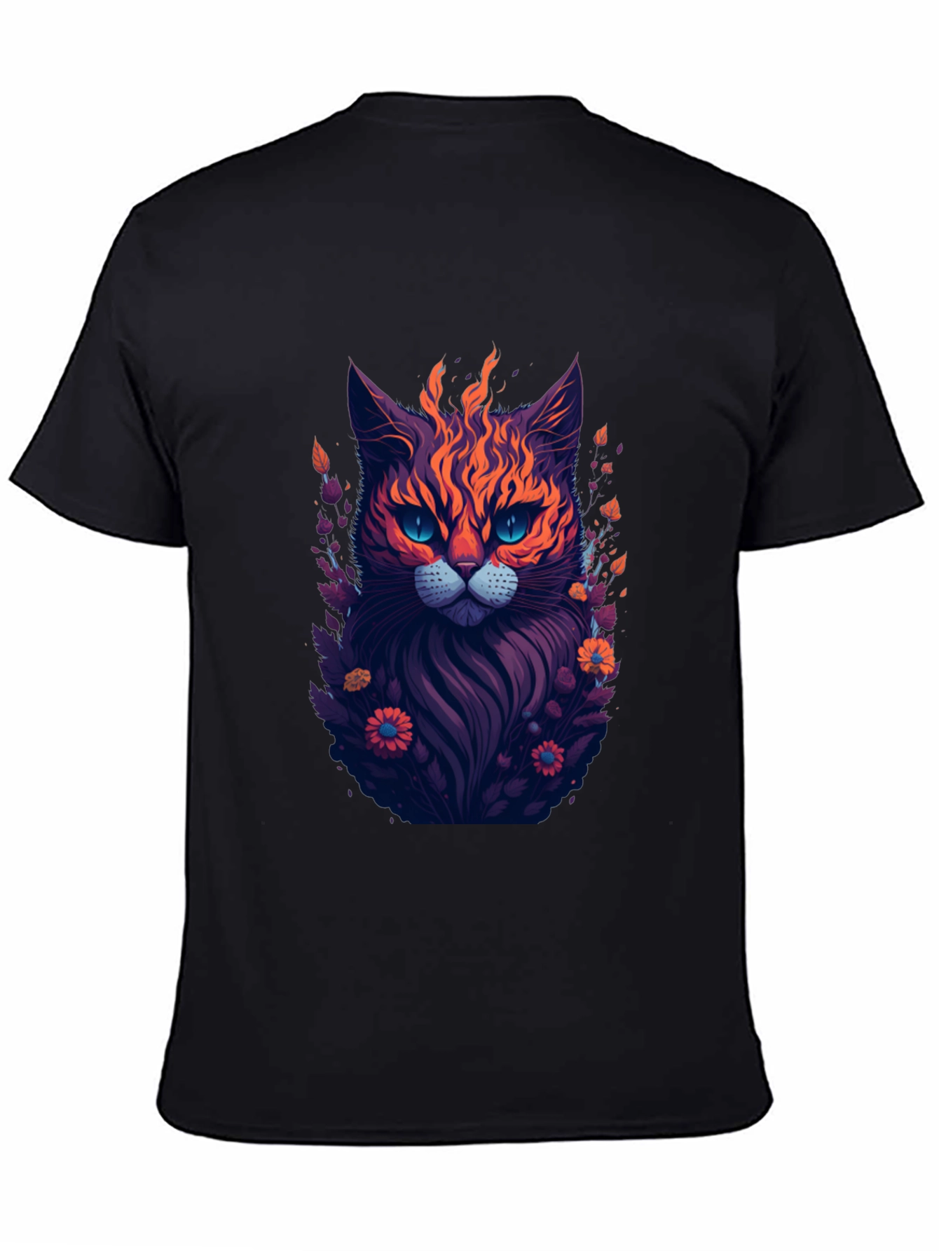 Fiery Feline Graphic Tee - Stylish Cat Design