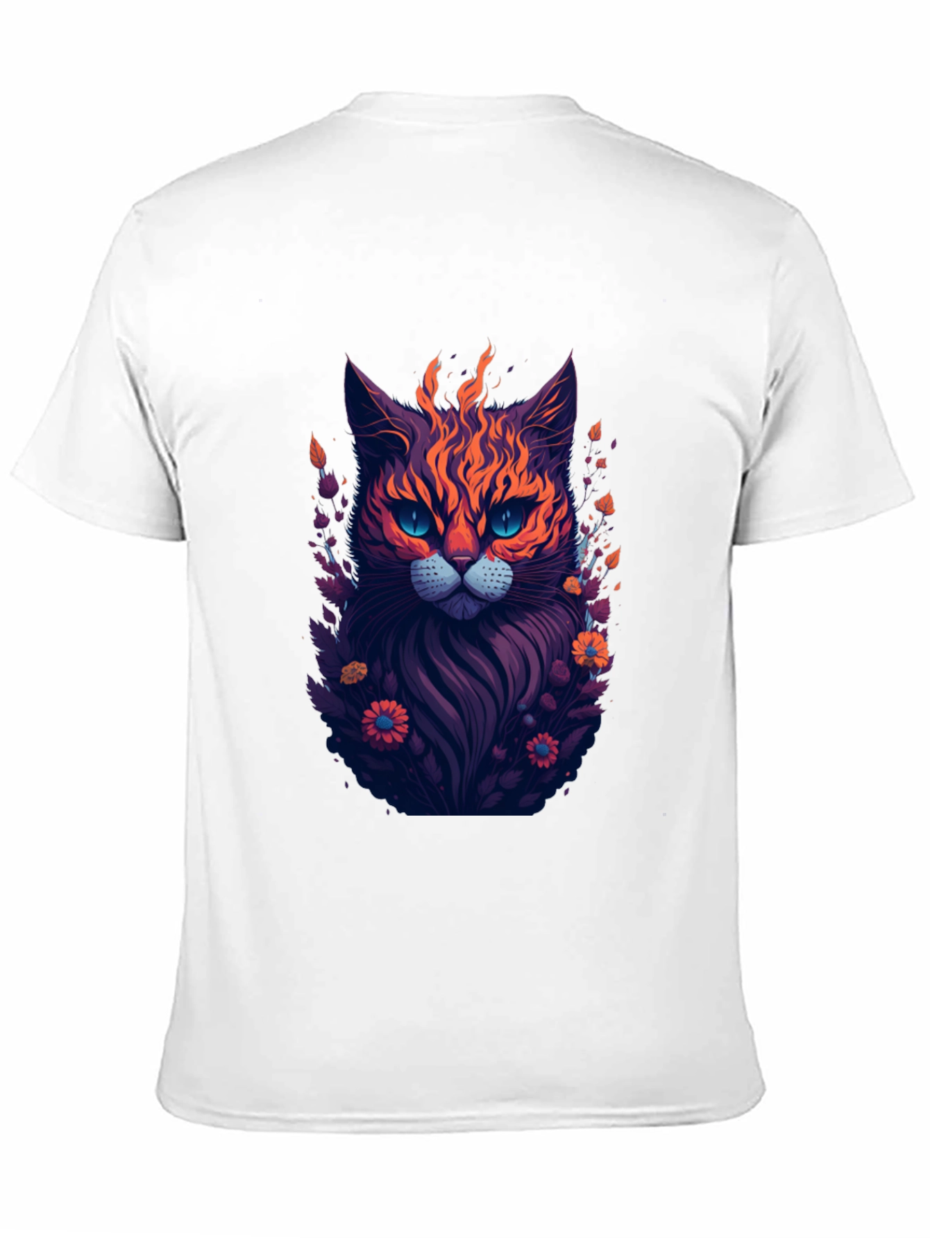 Fiery Feline Graphic Tee - Stylish Cat Design