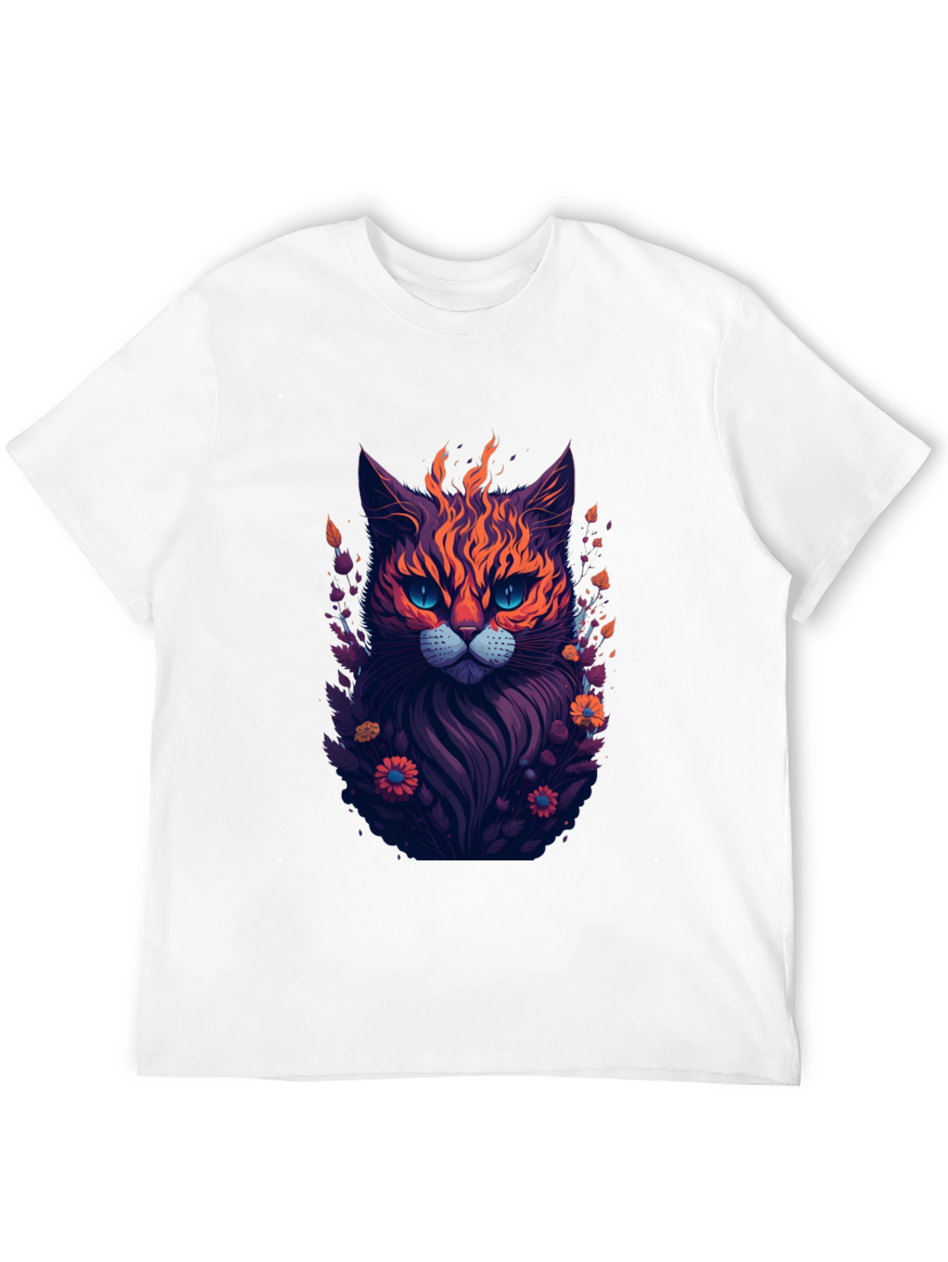 Fiery Feline Graphic Tee - Stylish Cat Design